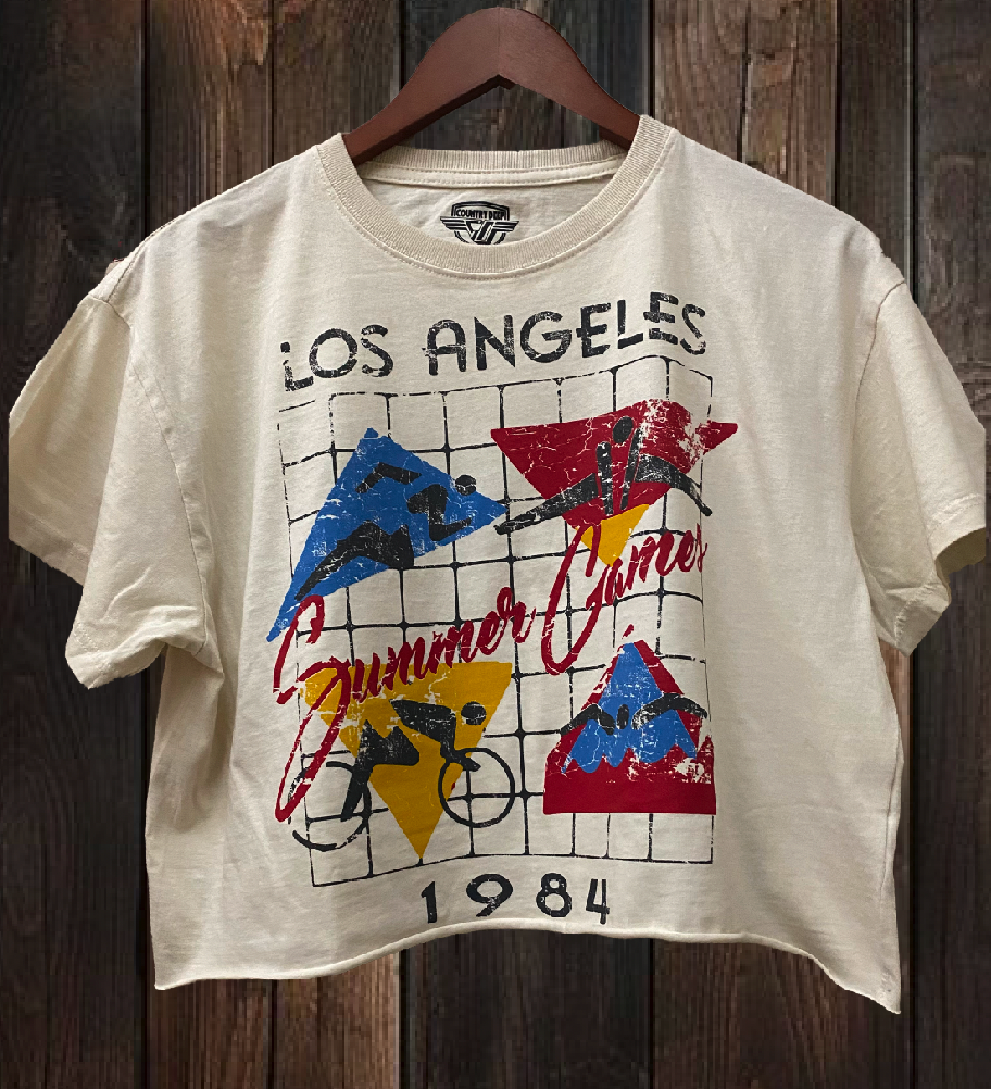 Los Angeles Summer Games 1984 Vintage Relaxed Crop T-Shirt Hoodie, Sweatshirt | PodTeesHub.com