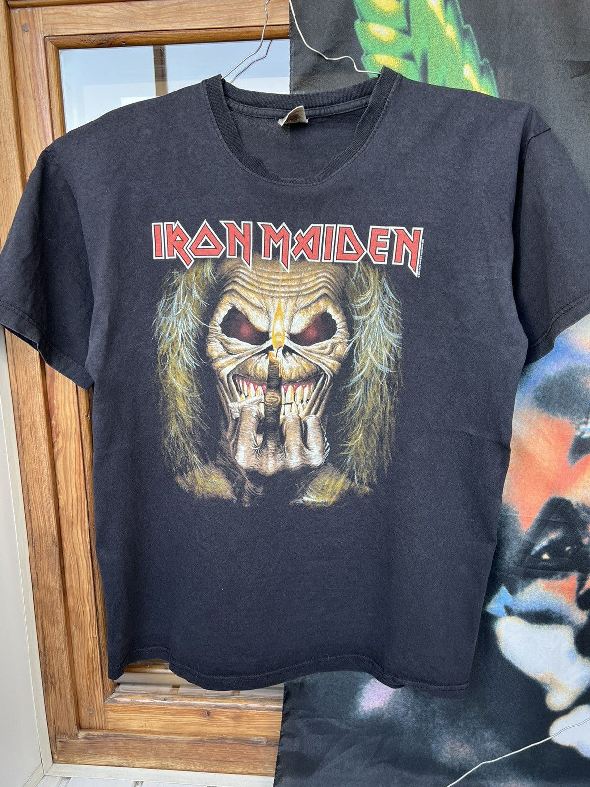 Iron Maiden X Vintage Vintage Iron Maiden T Shirt Eddie Middle Finger Hoodie, Sweatshirt | PodTeesHub.com
