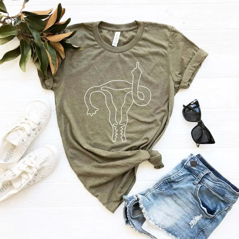 Middle Finger Uterus T-Shirt Hoodie, Sweatshirt | PodTeesHub.com
