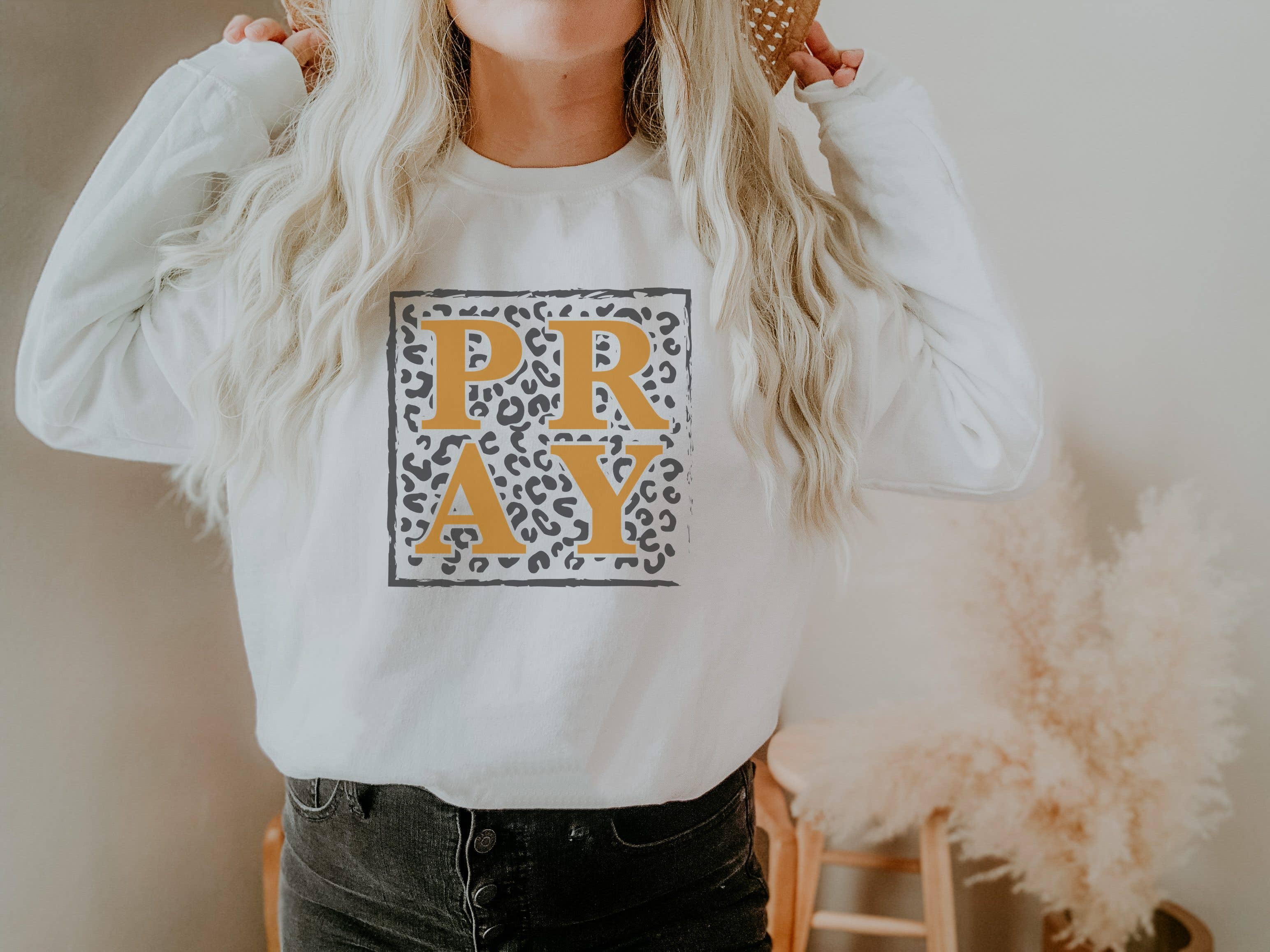 Leopard Pray Crew Neck Sweatshirt T-Shirts, Hoodie | PodTeesHub.com