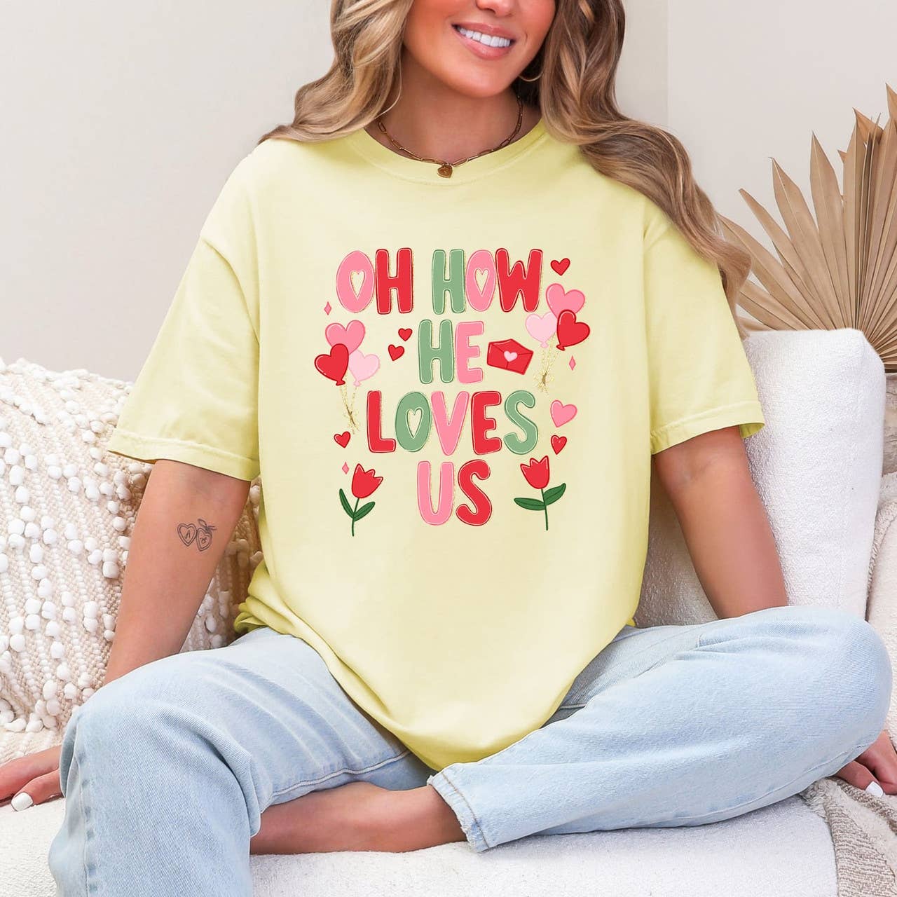 Soft Valentine Oh How He Loves Tee Hoodie, Sweatshirt | PodTeesHub.com