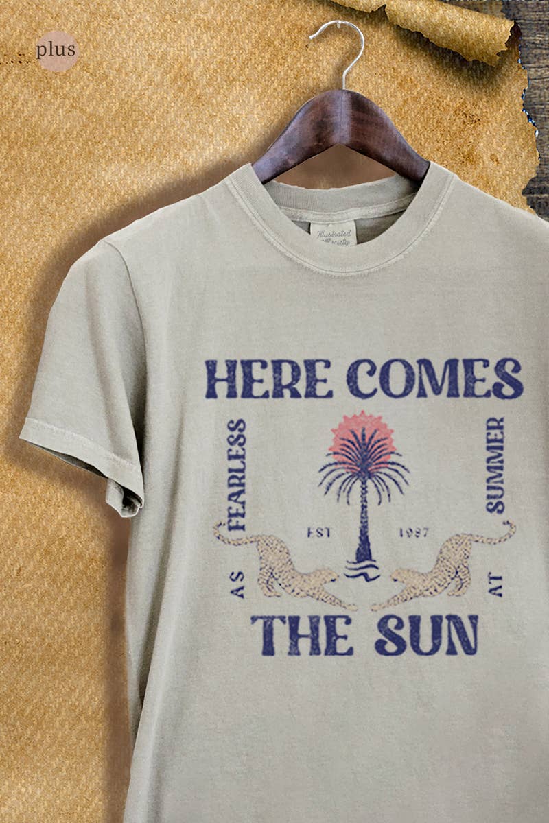 Here Comes the Sun Vintage Graphic Plus Tee Hoodie, Sweatshirt | PodTeesHub.com