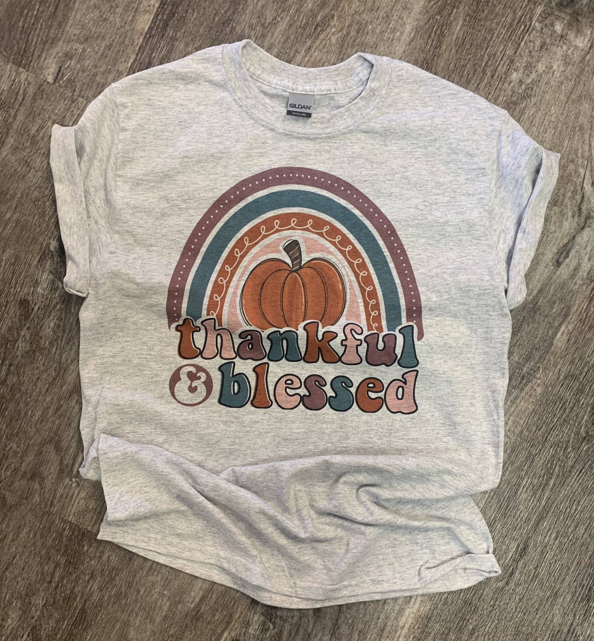 Thankful & Blessed On Ash Gray Tee Hoodie, Sweatshirt | PodTeesHub.com