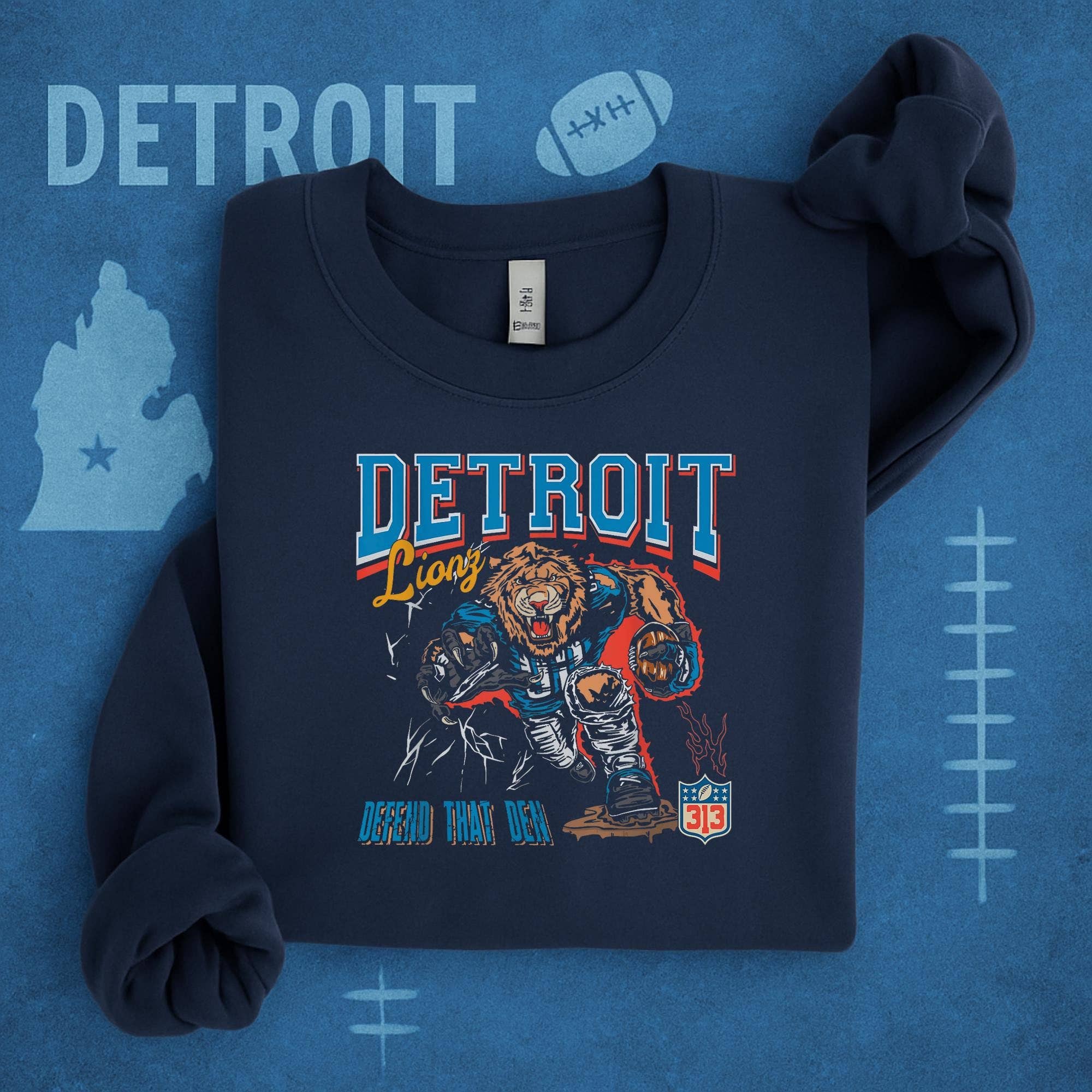 Detroit Lions Defend That Den Football Tee Hoodie, Sweatshirt | PodTeesHub.com