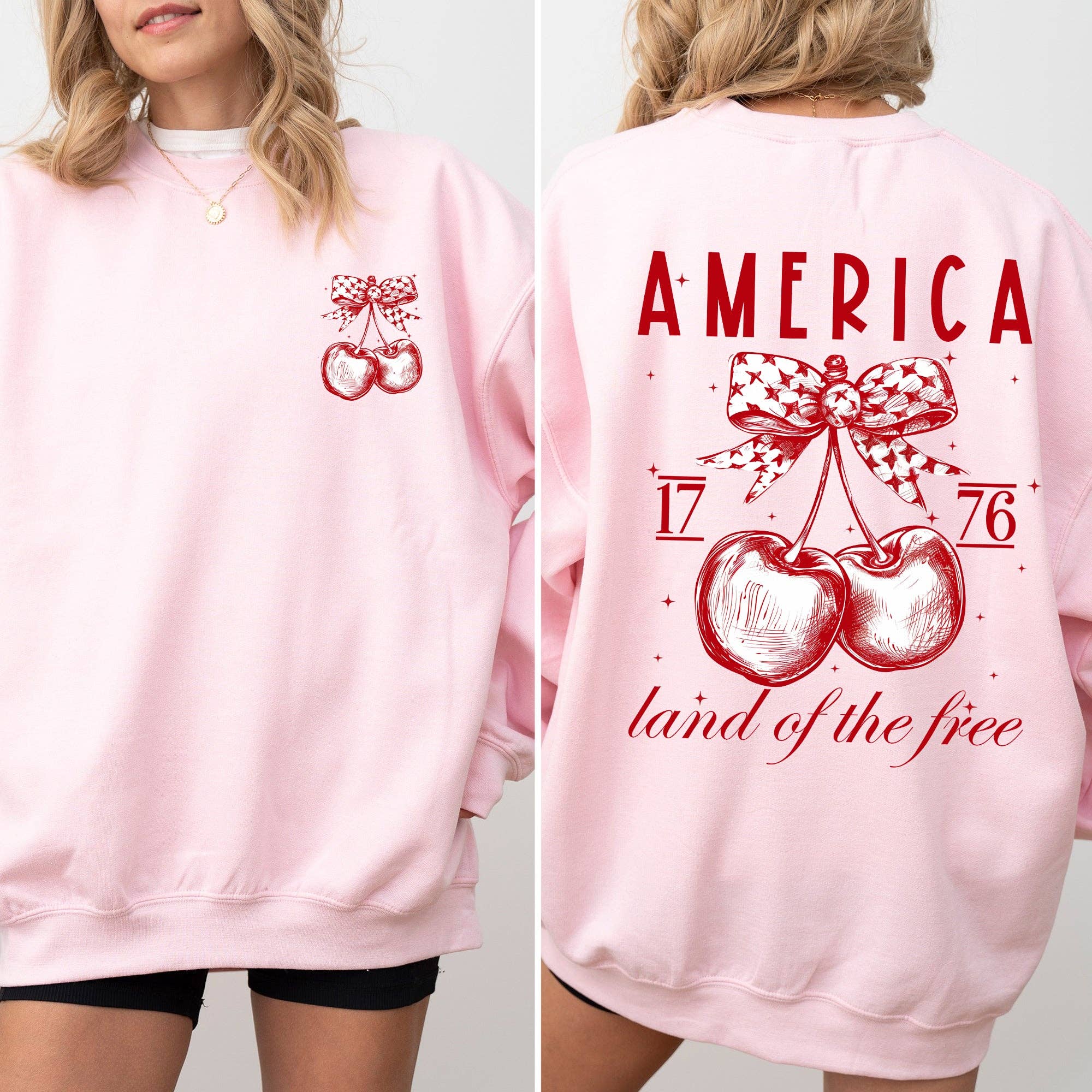America, Land of the Free Cherries 4th of July Sweatshirt T-Shirts, Hoodie | PodTeesHub.com