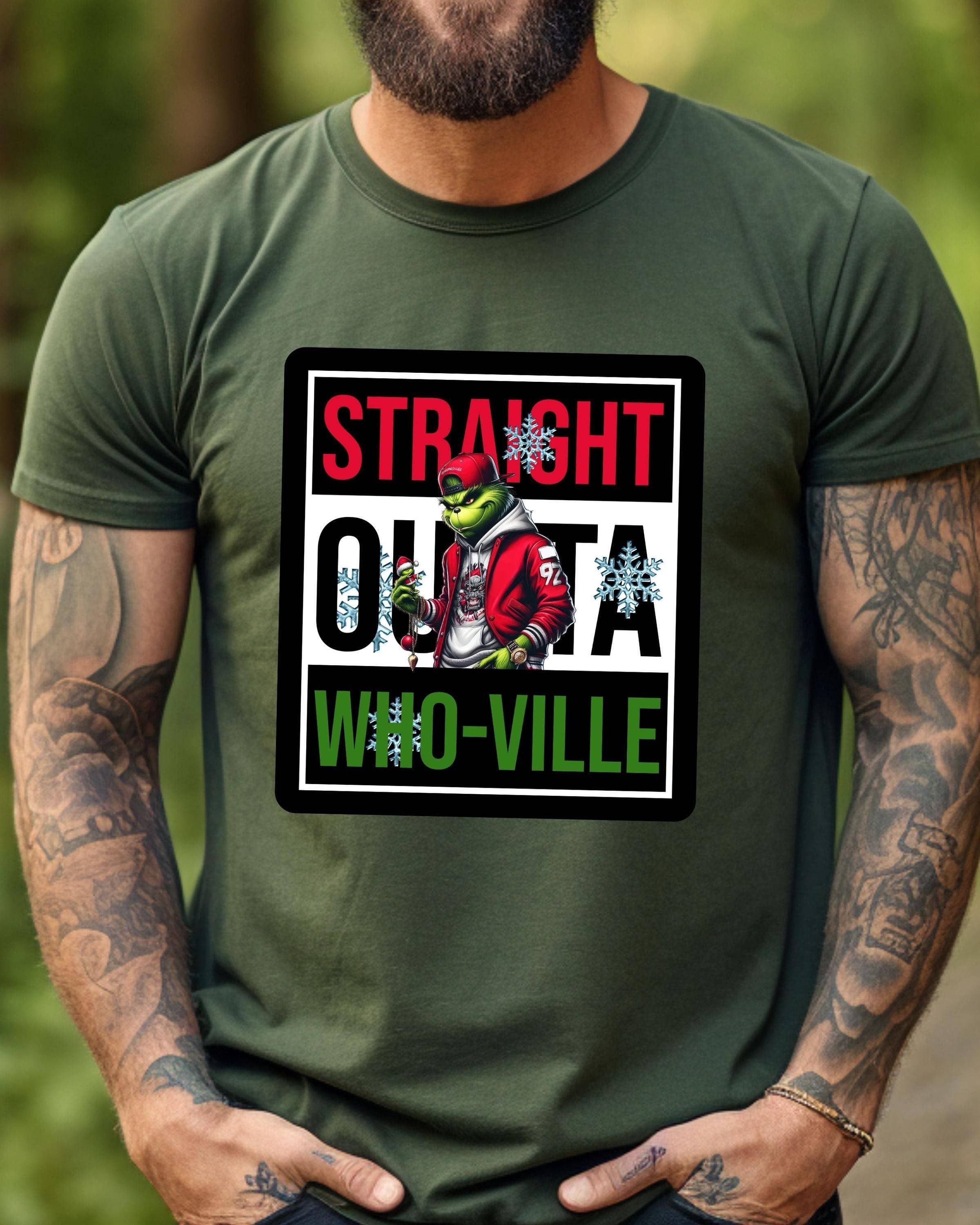 Funny Grinch Christmas T-Shirt - Straight Outta Whoville Hoodie, Sweatshirt | PodTeesHub.com