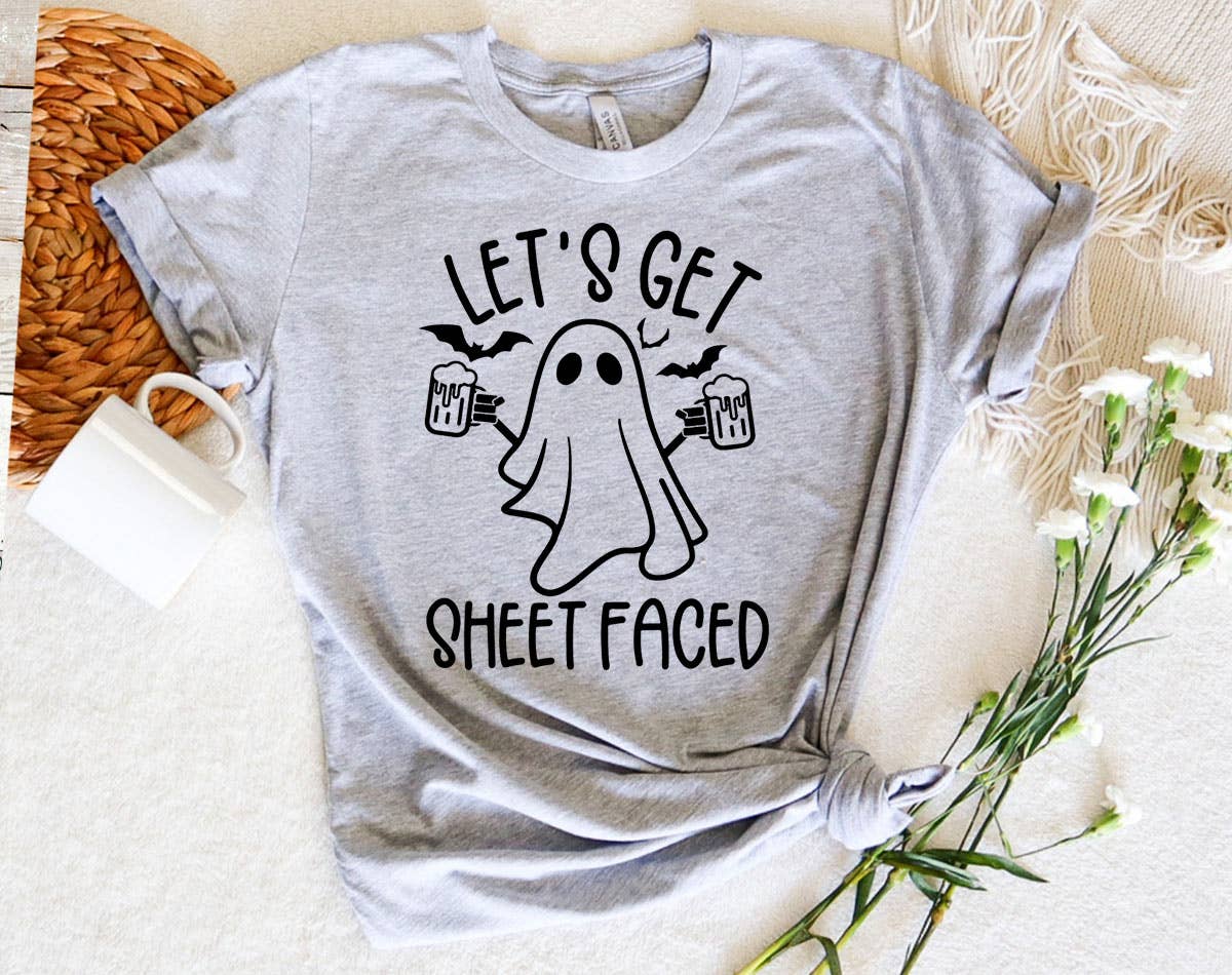 Let's Get Sheet Faced - Funny Pun Halloween T-Shirt Hoodie, Sweatshirt | PodTeesHub.com