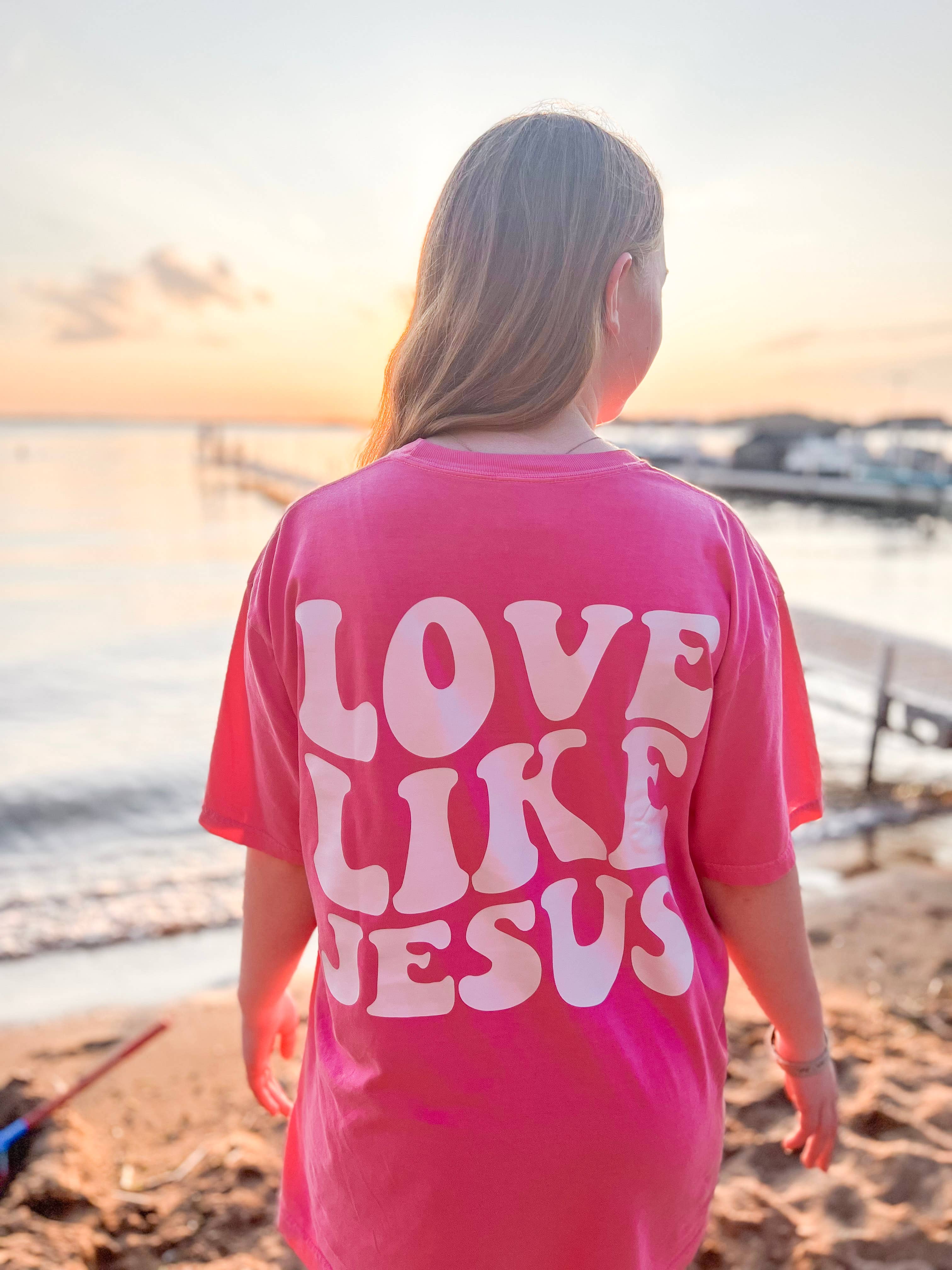 Christian Graphic T-Shirt Love Like Jesus Wavy Retro Vibes Hoodie, Sweatshirt | PodTeesHub.com