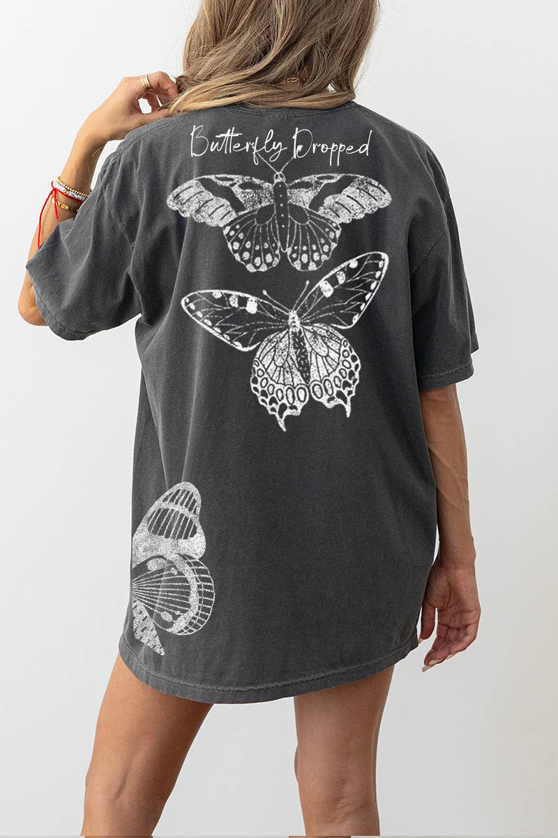 Butterfly Dropped  Graphic  Oversized Tee Hoodie, Sweatshirt | PodTeesHub.com