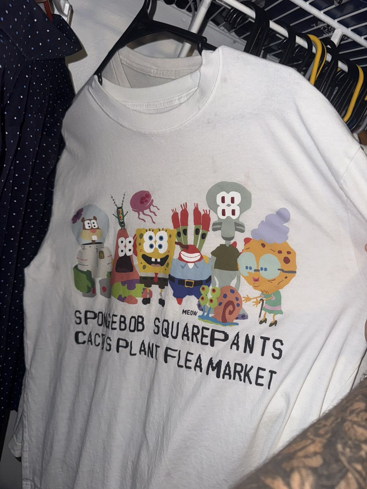 Cactus Plant Flea Market Cactus Plant Flea Market Spongebob Cast Tee Hoodie, Sweatshirt | PodTeesHub.com
