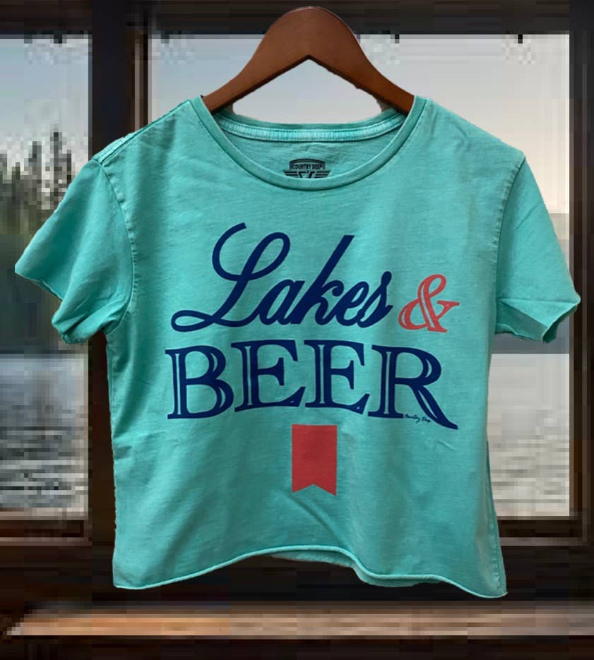 Lakes & Beer Regular Cropped Acid Wash T-Shirt  (Copy) Hoodie, Sweatshirt | PodTeesHub.com