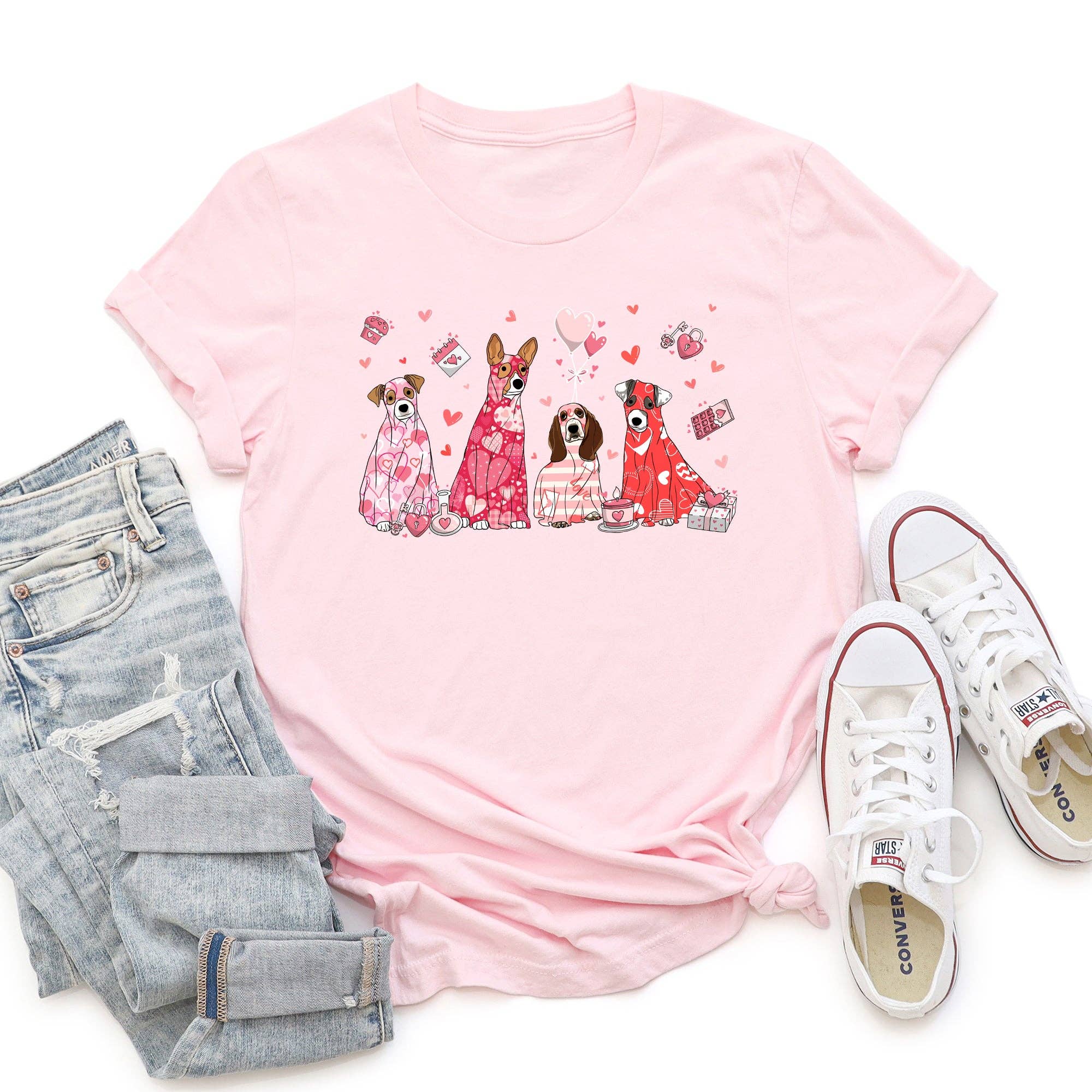 Valentine Ghost Dogs, Super Soft Tshirt, Valentine's Day Hoodie, Sweatshirt | PodTeesHub.com