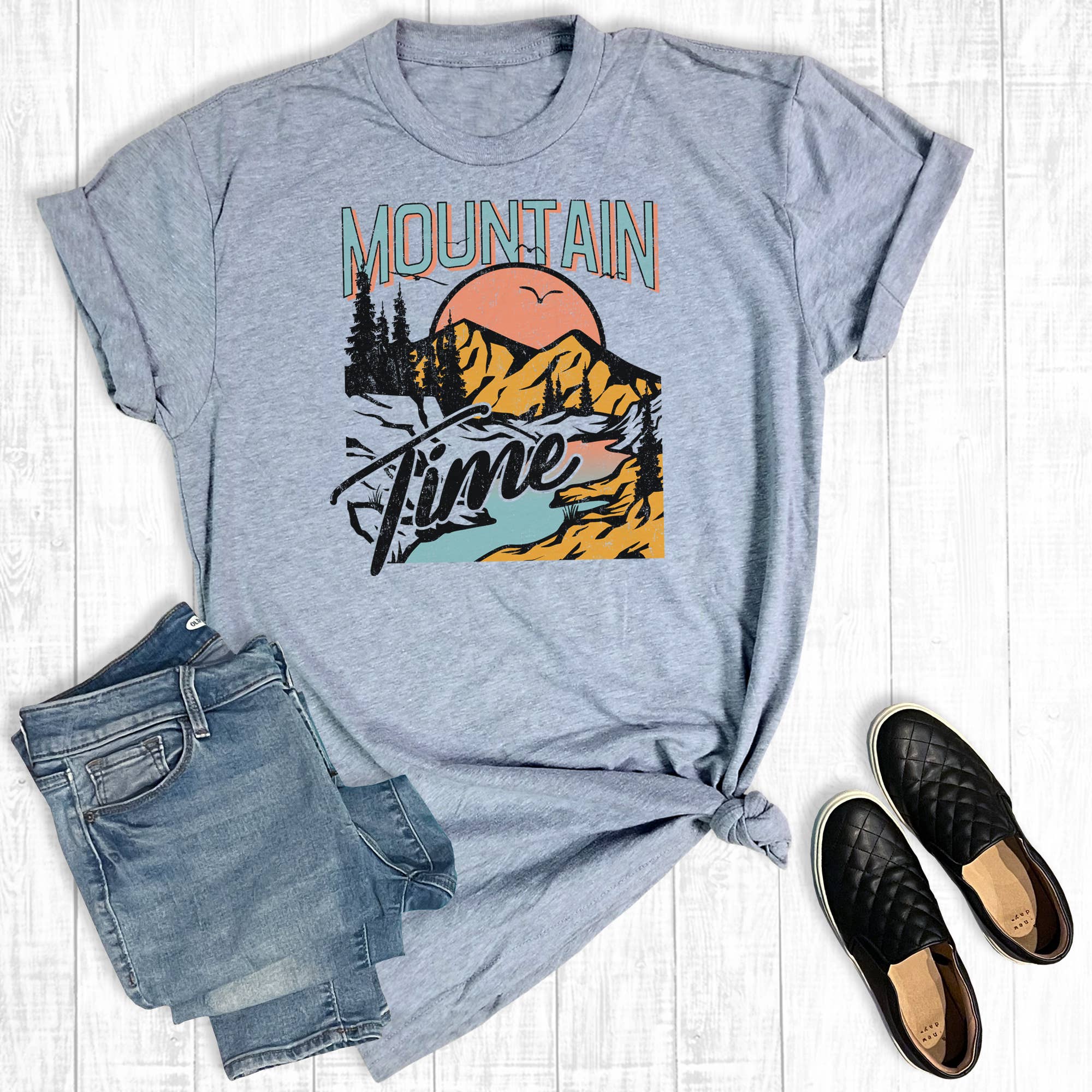 Western Mountain Time Graphic Tee Hoodie, Sweatshirt | PodTeesHub.com