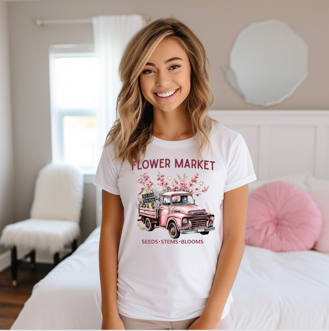 Vintage Truck Flower Market Graphic Tee Hoodie, Sweatshirt | PodTeesHub.com