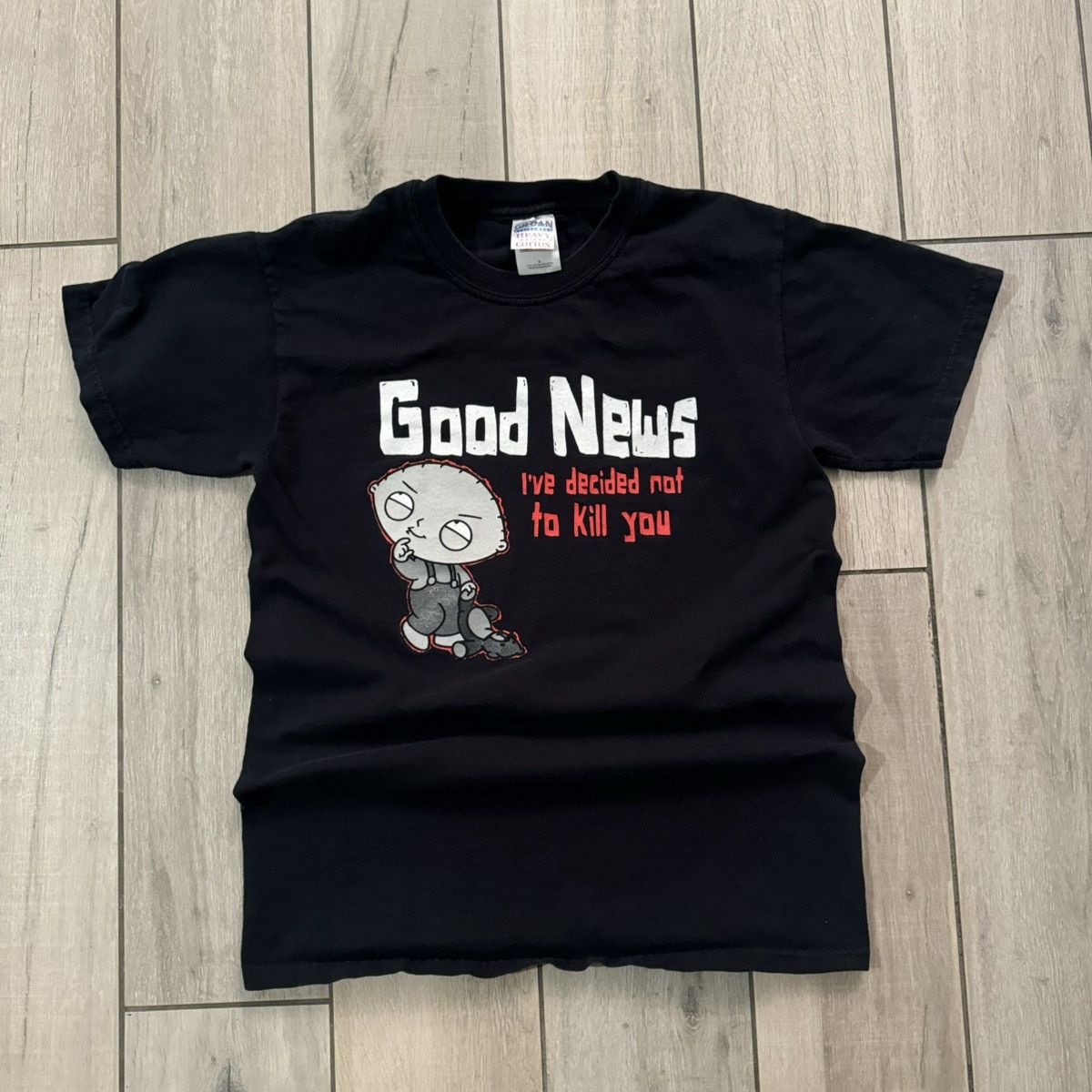 Stussy Vintage Y2k Black And Red Family Guy Humor Graphic Tee Small Hoodie, Sweatshirt | PodTeesHub.com