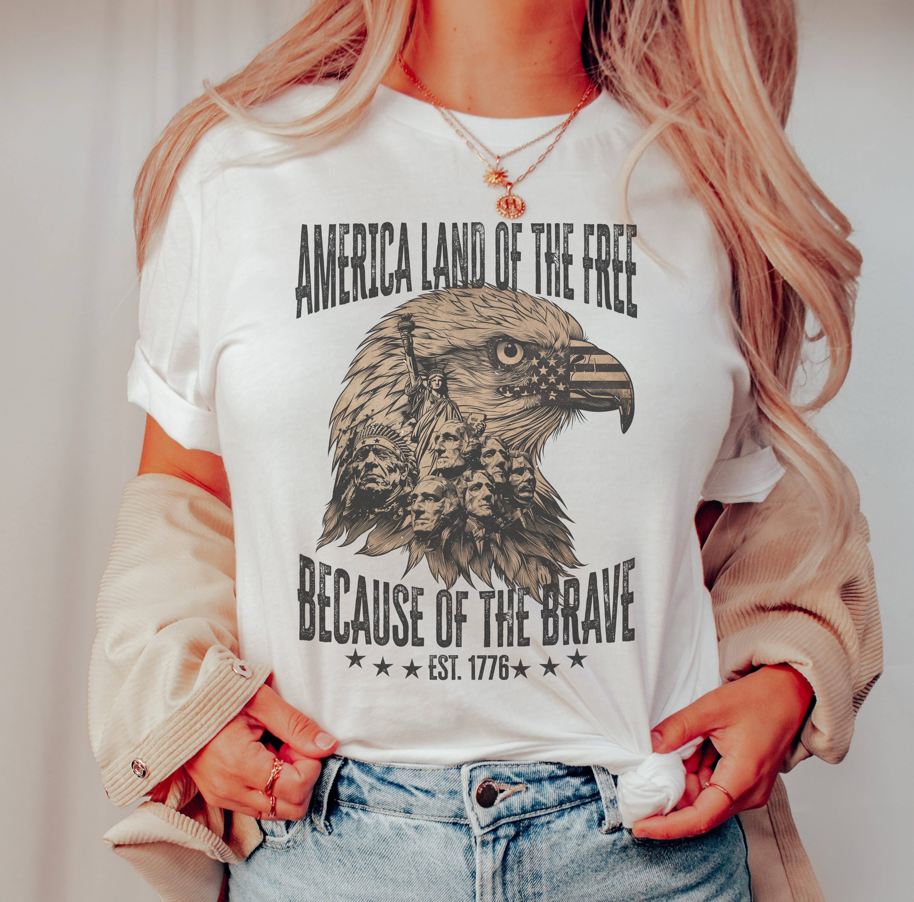 Land of the Free Eagle Tee | Patriotic T Shirt | Usa Tee Hoodie, Sweatshirt | PodTeesHub.com