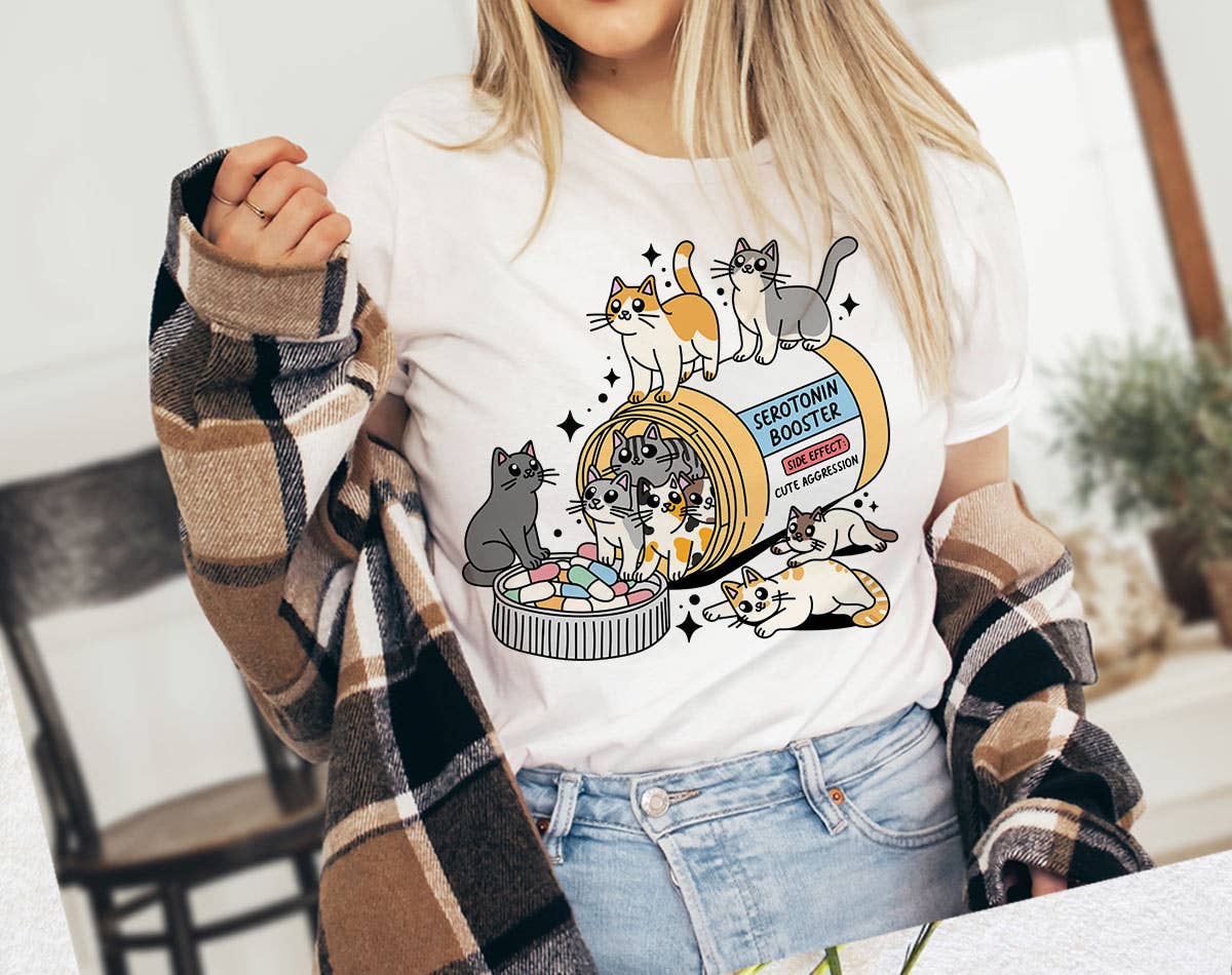 Serotonin Booster Cats - Cat Mental Health T-Shirt Hoodie, Sweatshirt | PodTeesHub.com