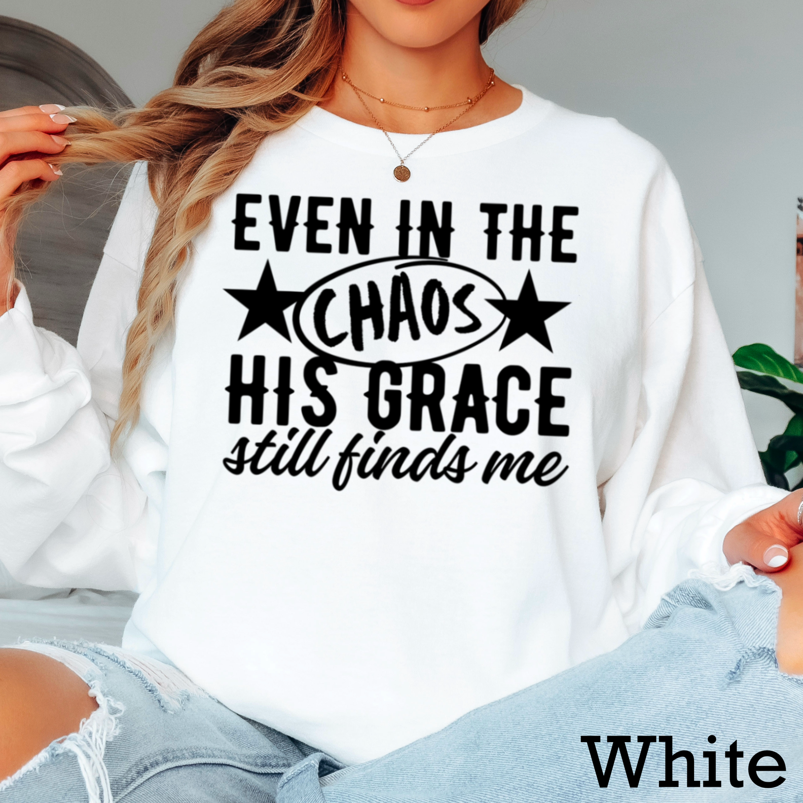 Even in the Chaos Christian Long Sleeve Shirt|Gildan Hoodie, Sweatshirt | PodTeesHub.com