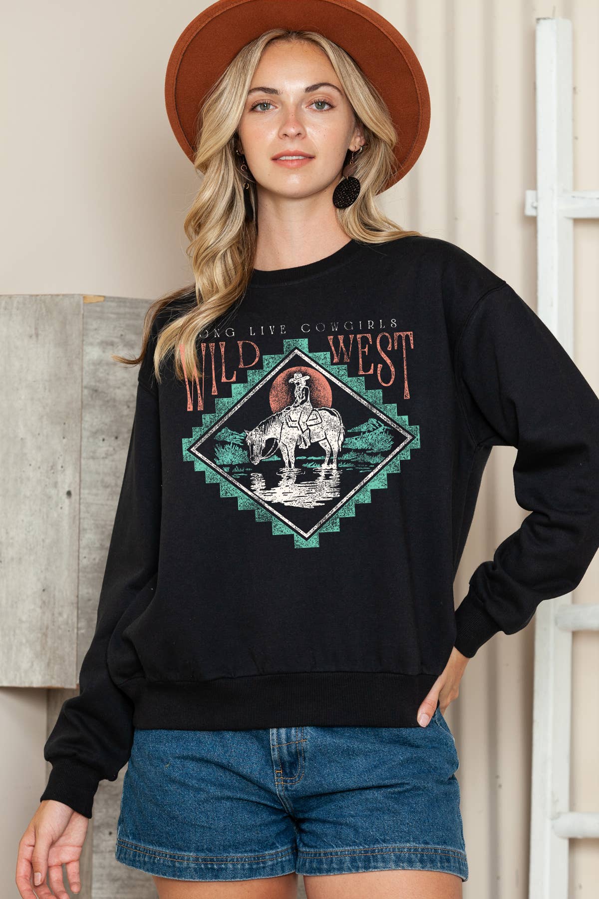 Women Wild West Graphic Print Solid Sweater T-Shirts, Hoodie, Sweatshirt | PodTeesHub.com