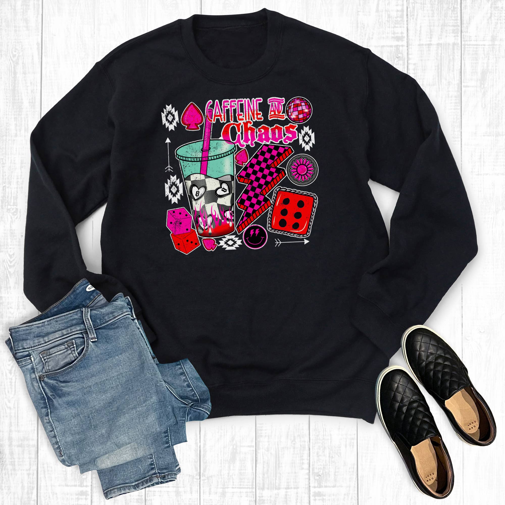Mom Chaos and Coffee Sweatshirt T-Shirts, Hoodie | PodTeesHub.com