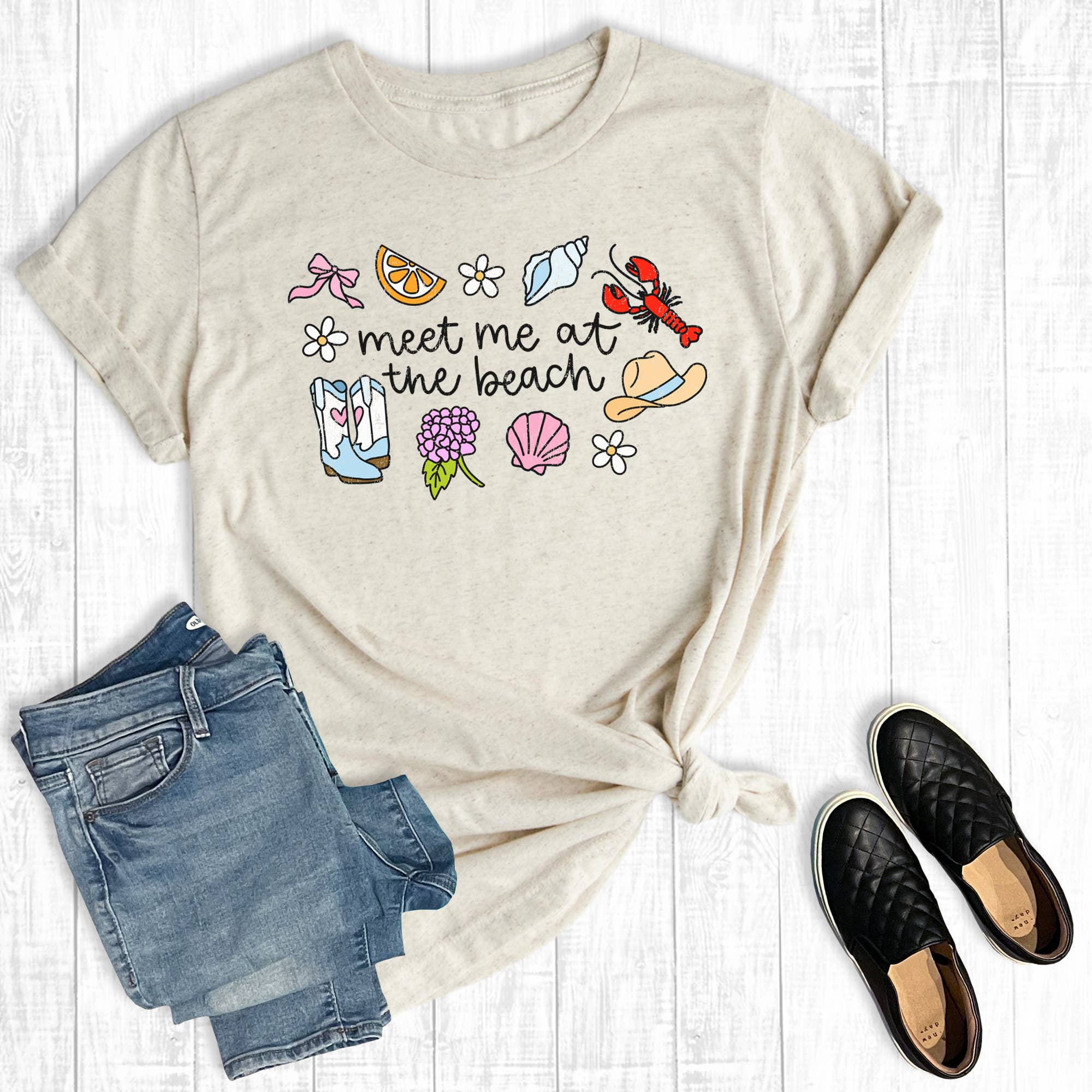 Retro Coquette Summer Meet Me At the Beach Graphic Tee Hoodie, Sweatshirt | PodTeesHub.com
