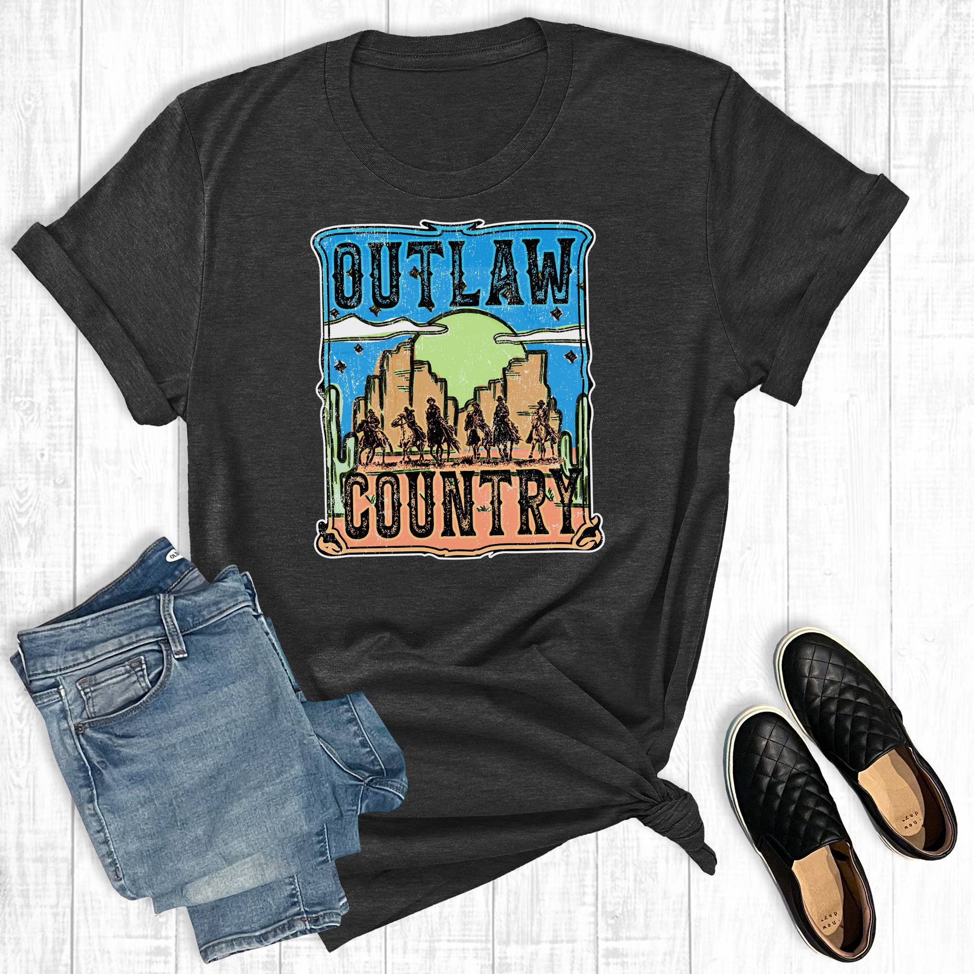 Western Outlaw Country Graphic Tee Hoodie, Sweatshirt | PodTeesHub.com