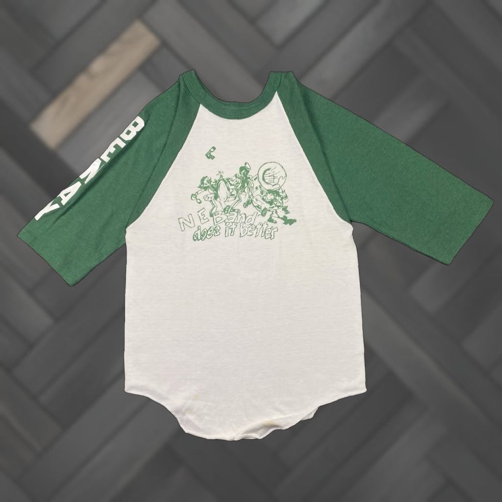 Vintage 80s Raglan T Shirt M White Green Ne Band Graphic Men 3 4 Sleeve Crew Neck Regular Fi Hoodie, Sweatshirt
