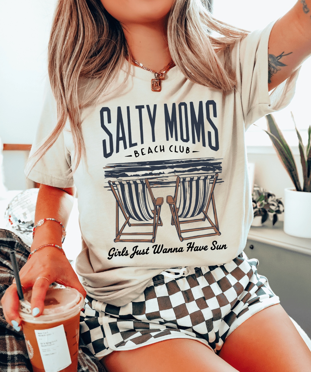 Salty Moms Beach Club - Cream Tee Hoodie, Sweatshirt | PodTeesHub.com