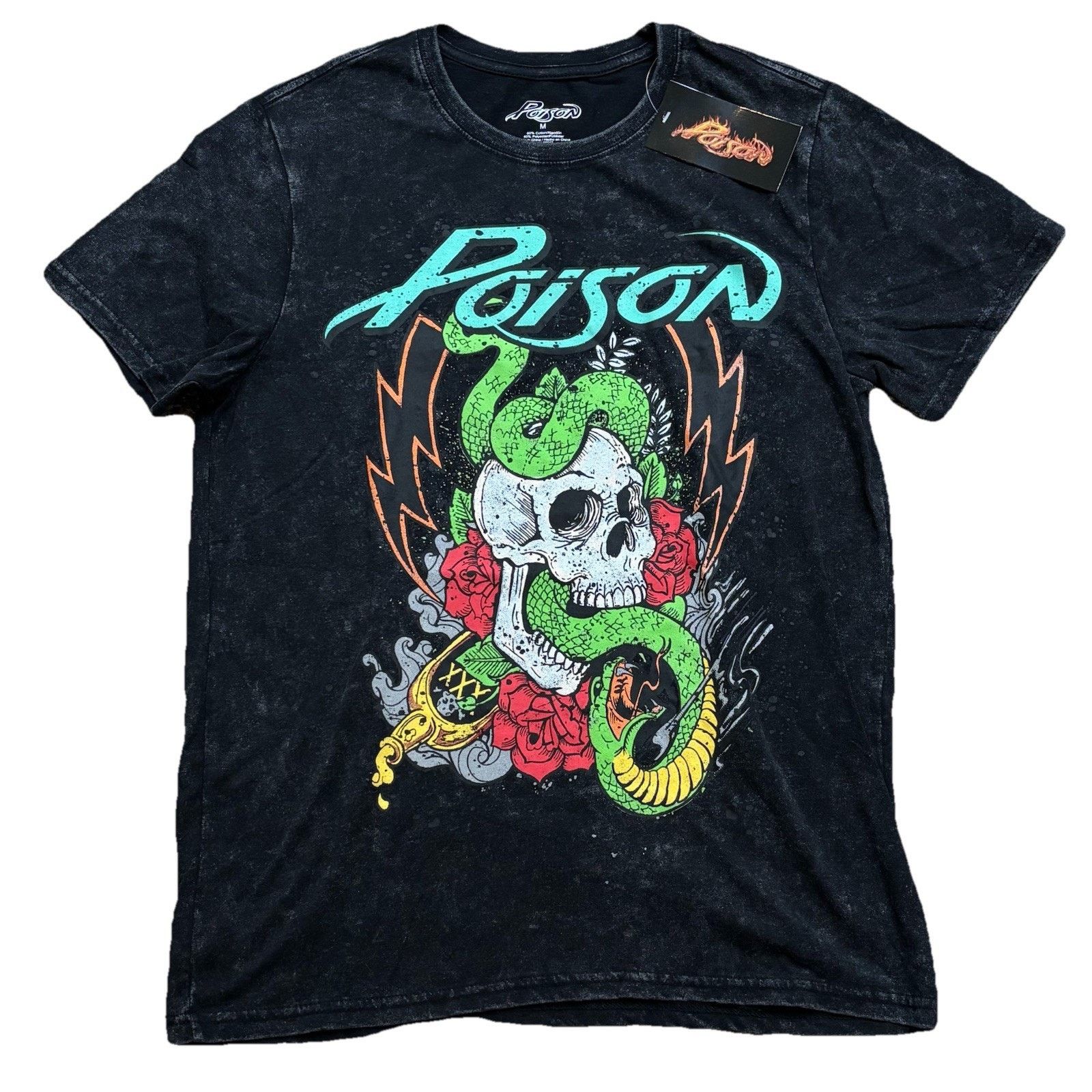 Other Poison Graphic Tee Medium Gray Short Sleeve Skull Snake Hoodie, Sweatshirt | PodTeesHub.com