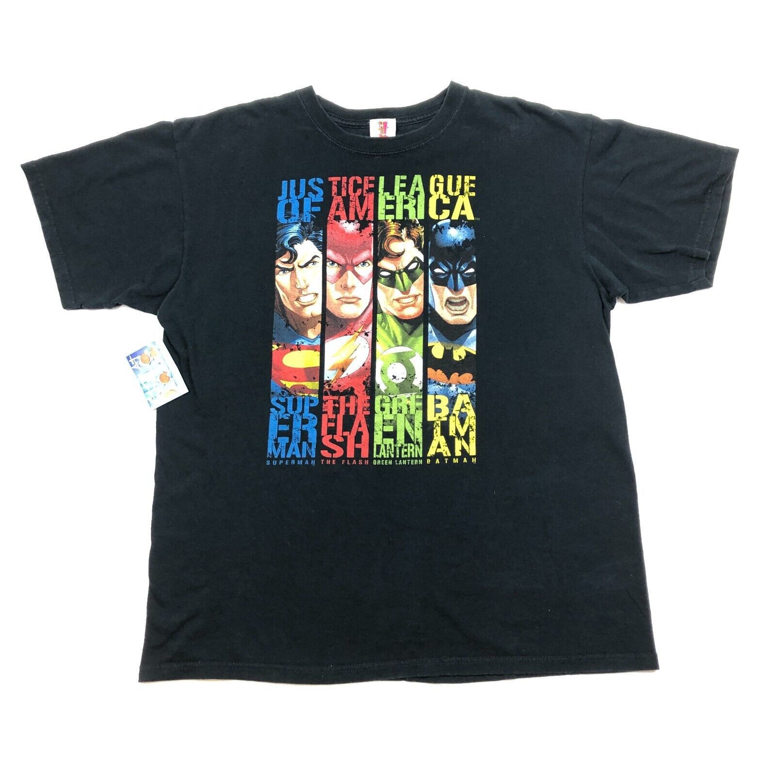 Vintage Six Flags Justice League Superman Black Tee T Shirt Large Hoodie, Sweatshirt | PodTeesHub.com