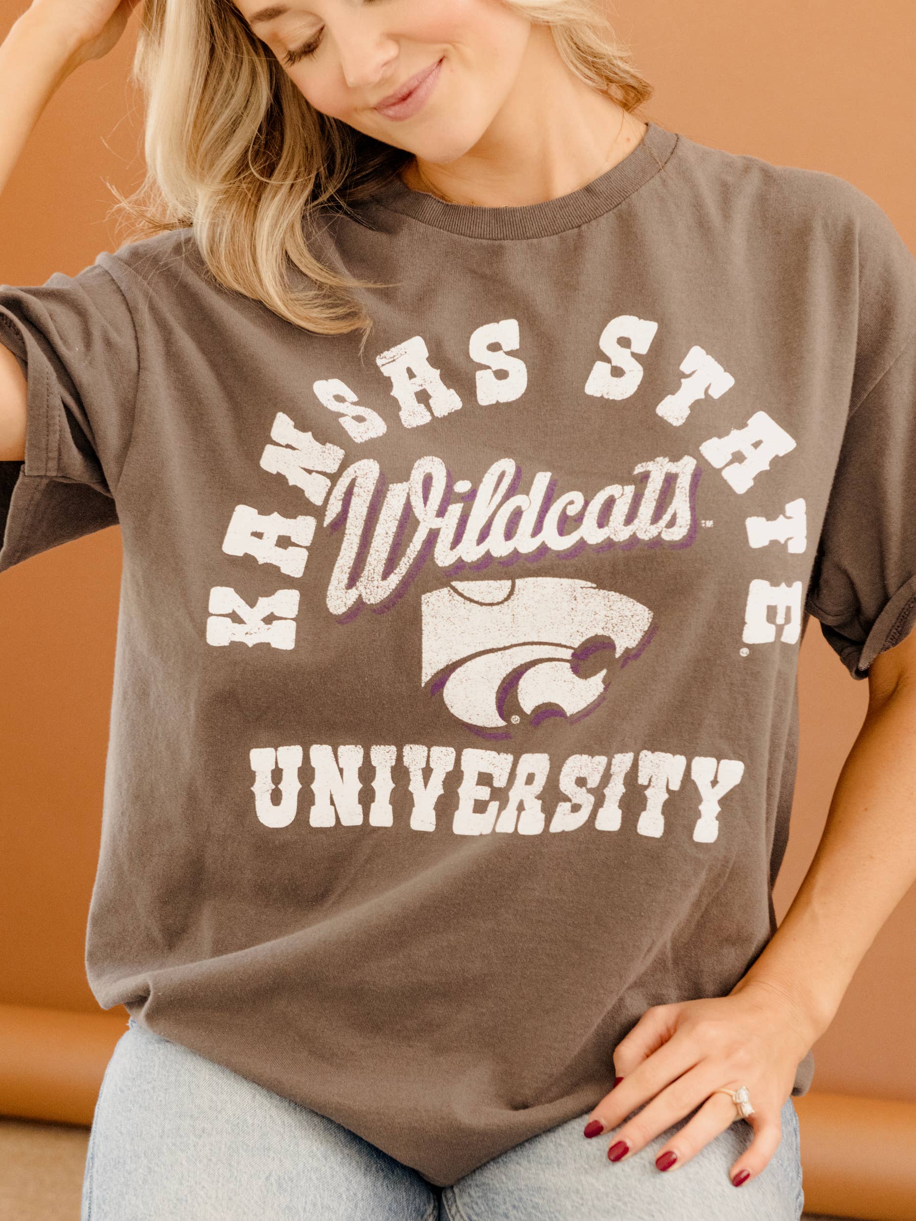 Kansas State Wildcats Draft Charcoal Thrifted Tee Hoodie, Sweatshirt | PodTeesHub.com