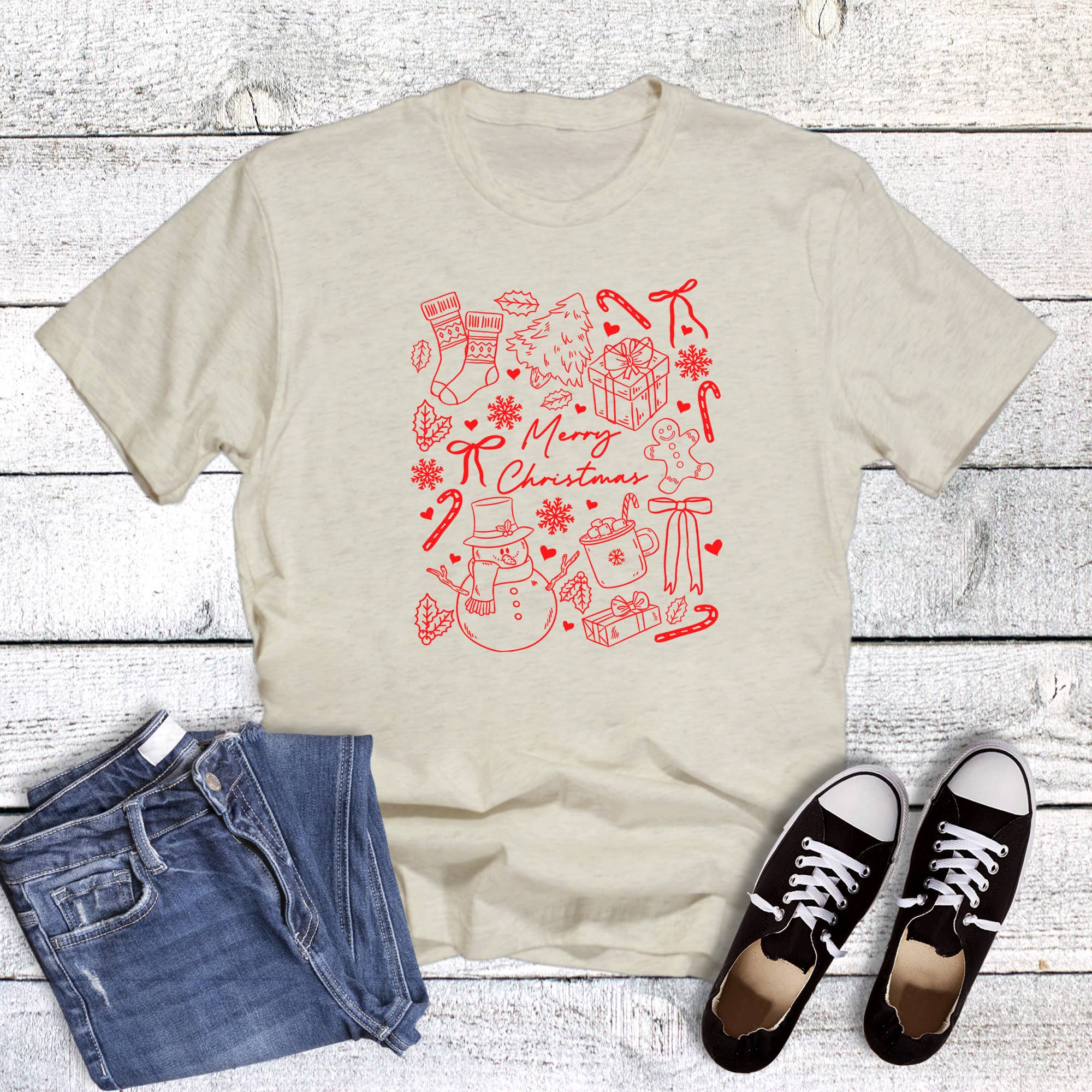 Merry Christmas Collage Graphic Tee Hoodie, Sweatshirt | PodTeesHub.com
