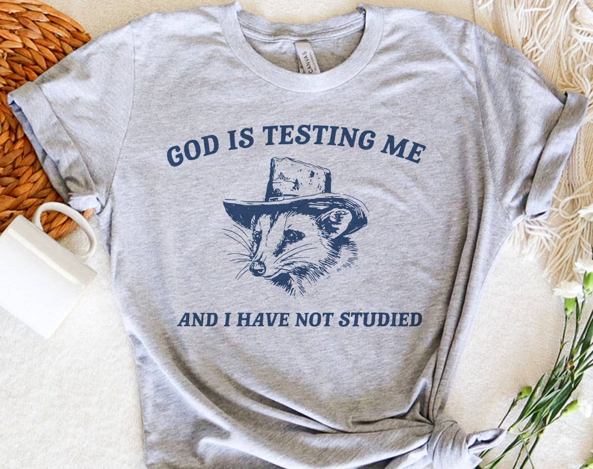 God Is Testing Me Possum - Funny Weird Animal T-Shirt Hoodie, Sweatshirt | PodTeesHub.com