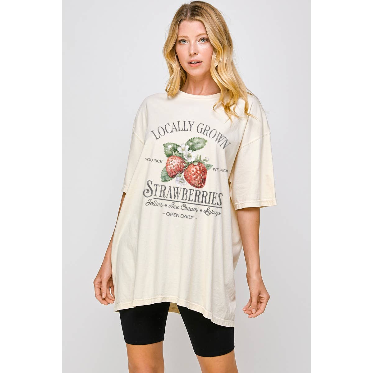 Locally Grown Strawberries Vintage Graphic Oversized Tee Hoodie, Sweatshirt | PodTeesHub.com