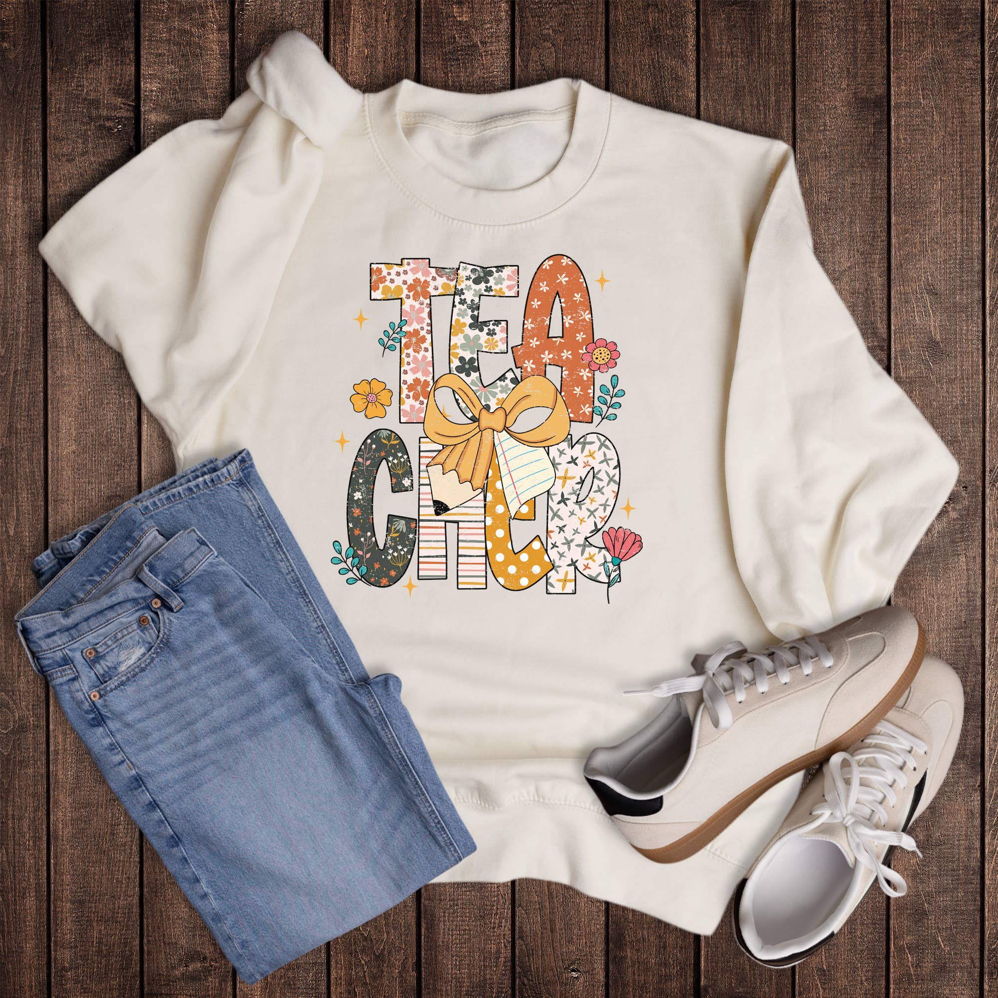 Boho Wildflower Teacher Sweatshirt T-Shirts, Hoodie | PodTeesHub.com