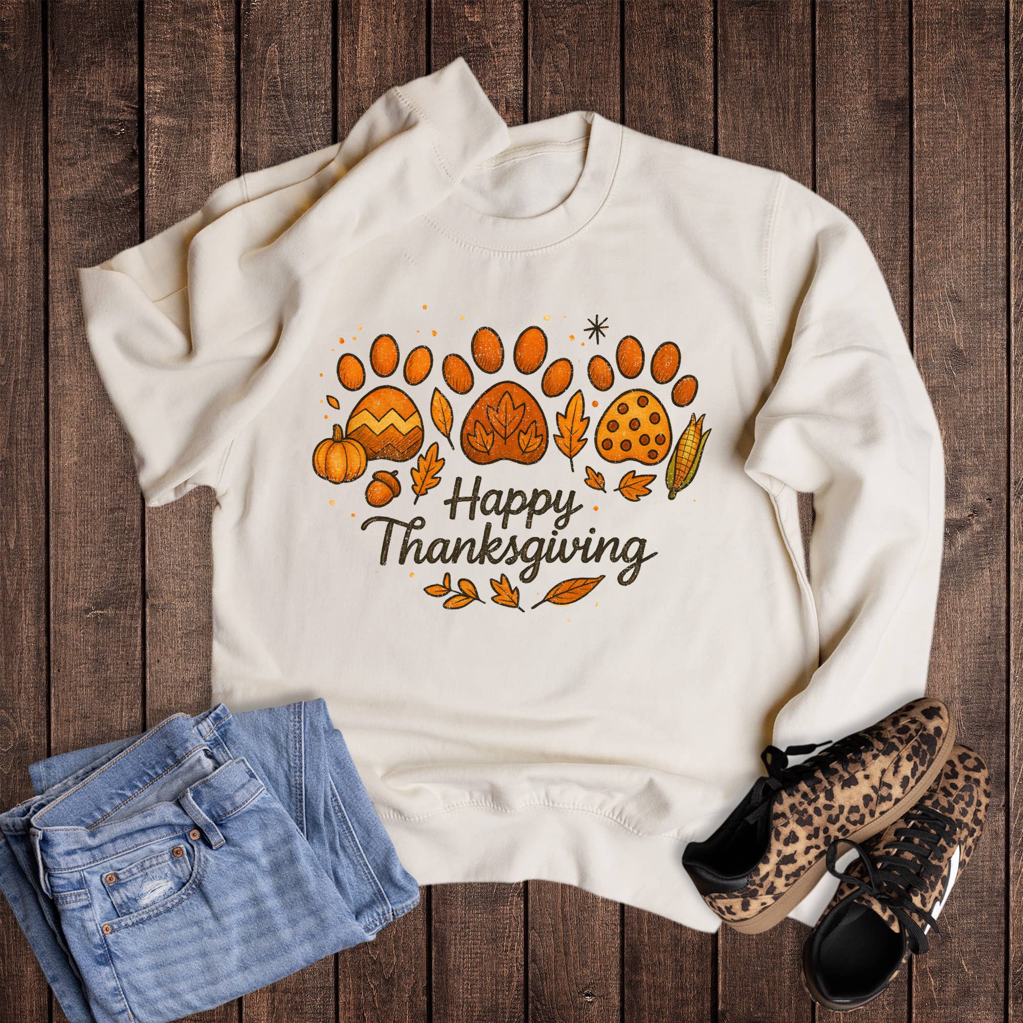Fall Pets Paw Happy Thanksgiving Sweatshirt T-Shirts, Hoodie | PodTeesHub.com