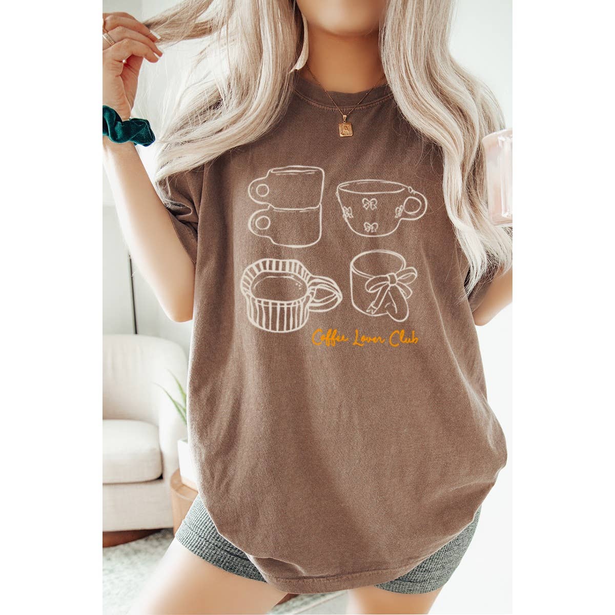 Coffee Lover Club  Graphic Oversized Tee Hoodie, Sweatshirt | PodTeesHub.com