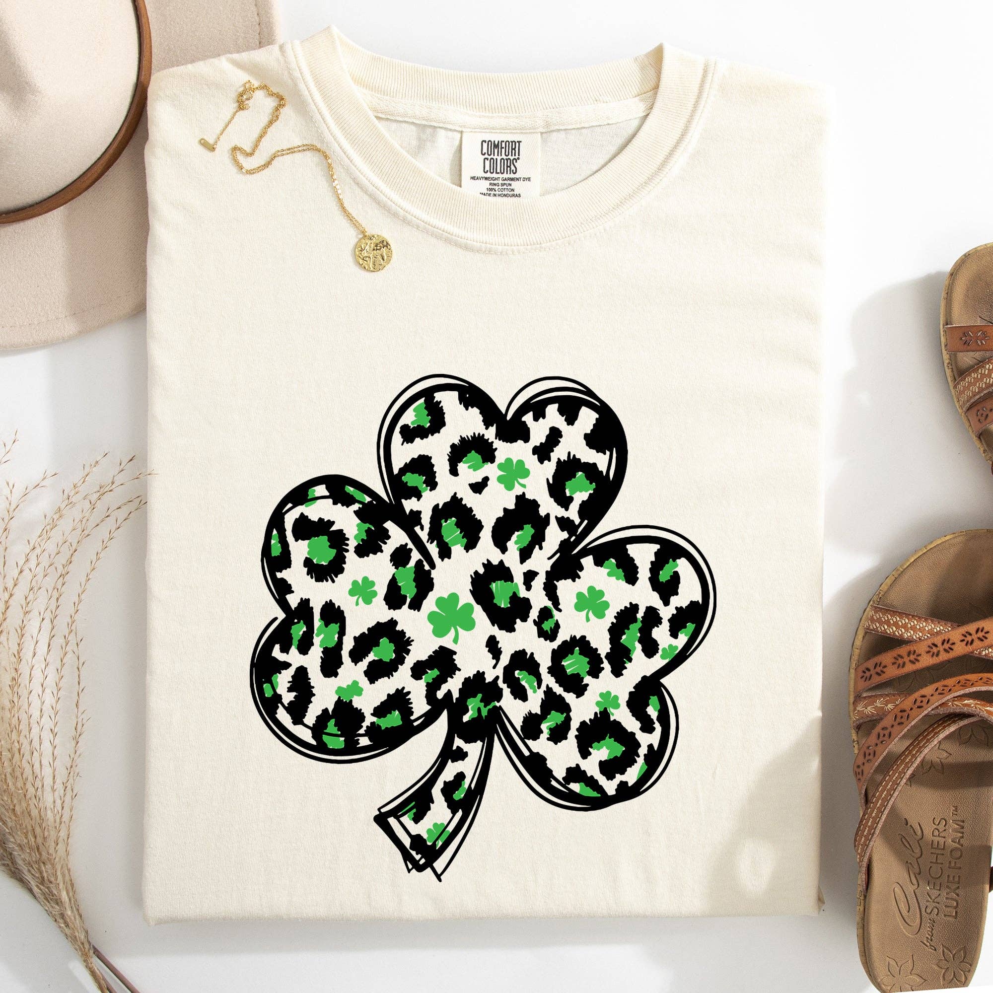 Leopard Print St Patrick's Day Shamrock Clover Lucky Tshirt Hoodie, Sweatshirt | PodTeesHub.com