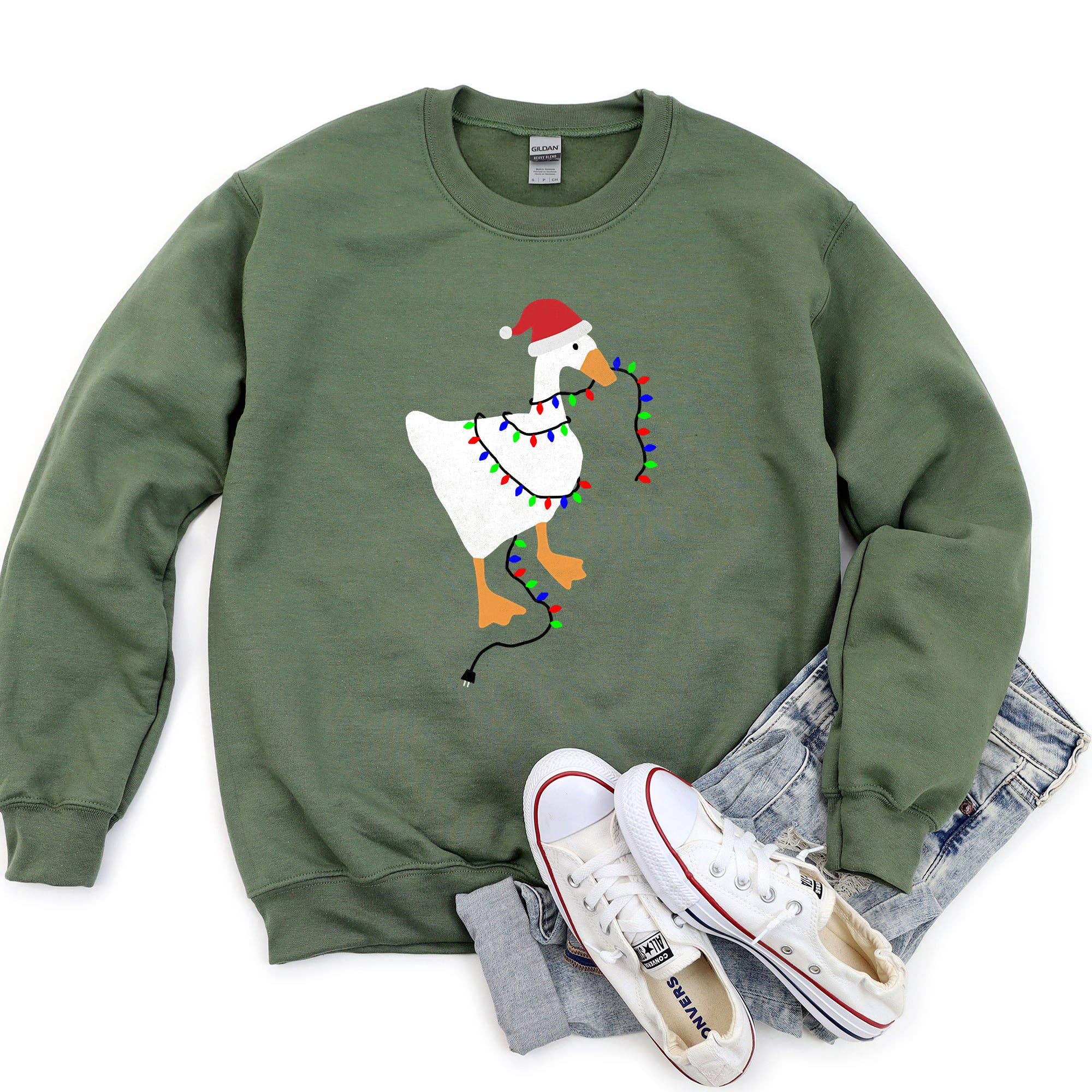 Christmas Goose Lights Retro Sweatshirt T-Shirts, Hoodie | PodTeesHub.com