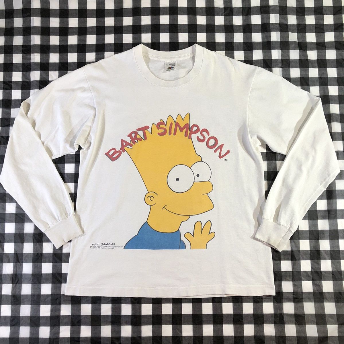 Vintage Bart Simpson 1990 Big Print Mirror Vintage L S T Shirt Hoodie, Sweatshirt | PodTeesHub.com