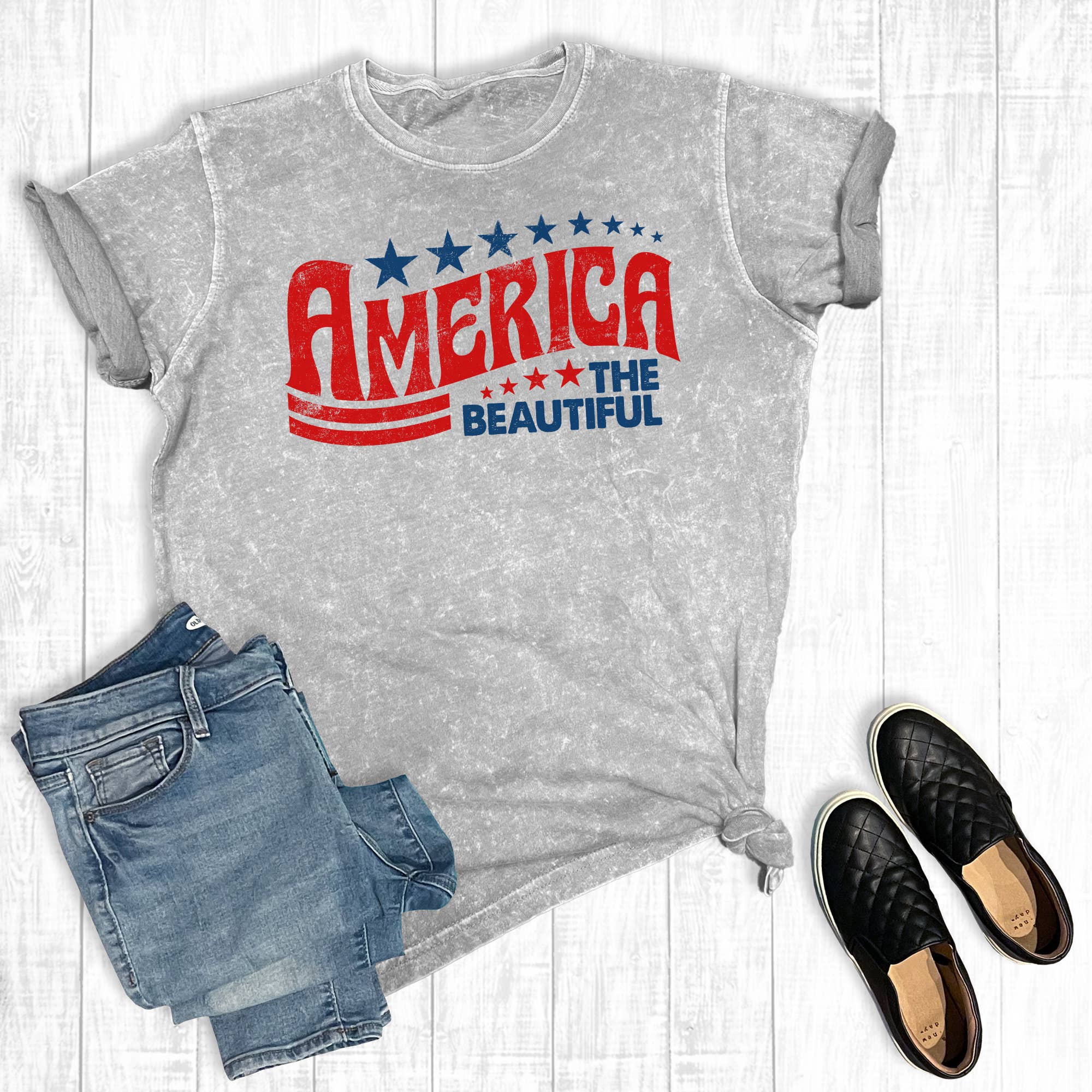 July 4th America the Beautiful Mineral Wash Graphic Tee Hoodie, Sweatshirt | PodTeesHub.com