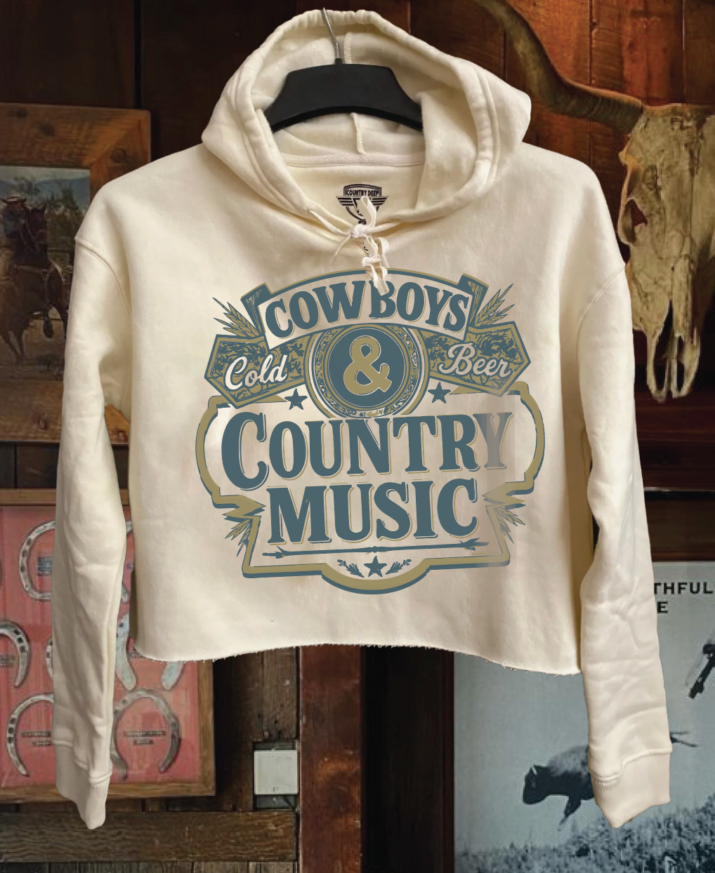 Cowboys N Cold Beer Cropped Hooded Sweatshirt T-Shirts, Hoodie | PodTeesHub.com