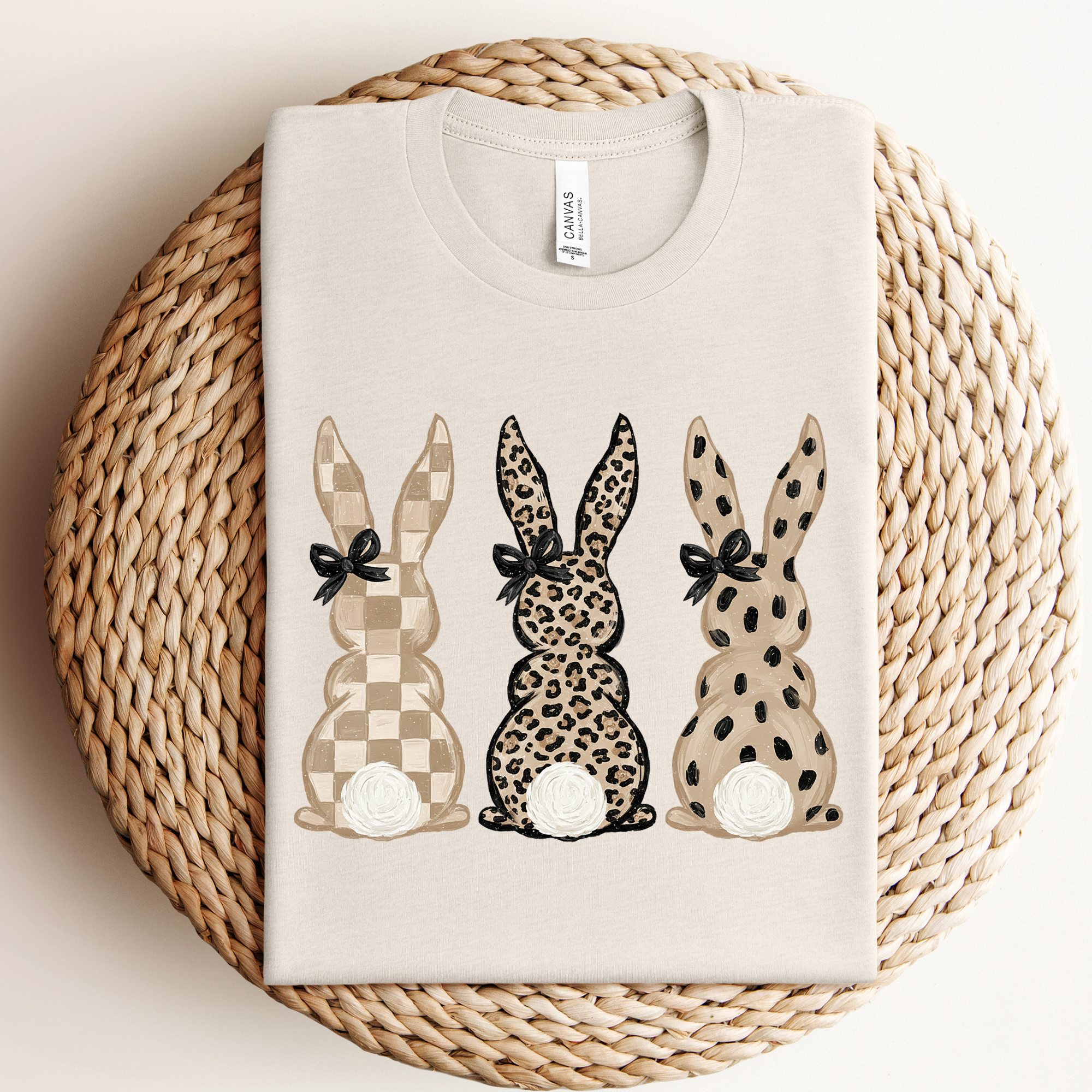 Cheetah and Checkered Easter Bunny Graphic Tee or Sweatshirt Hoodie | PodTeesHub.com