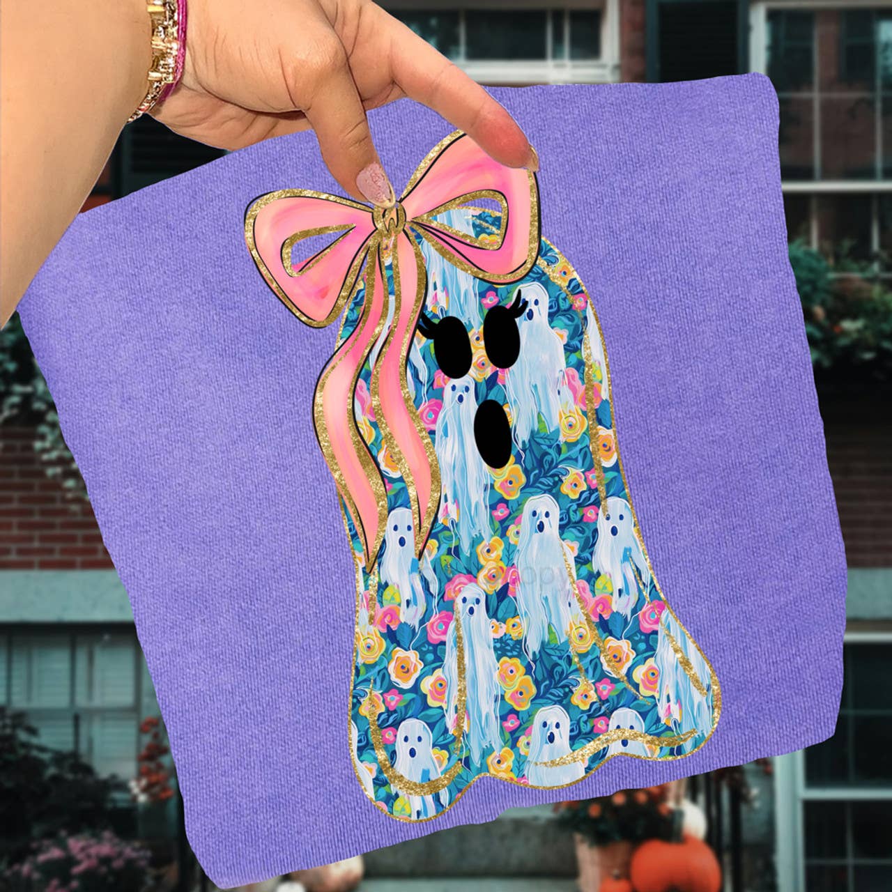 Preppy Bow Ghost Tee Hoodie, Sweatshirt | PodTeesHub.com