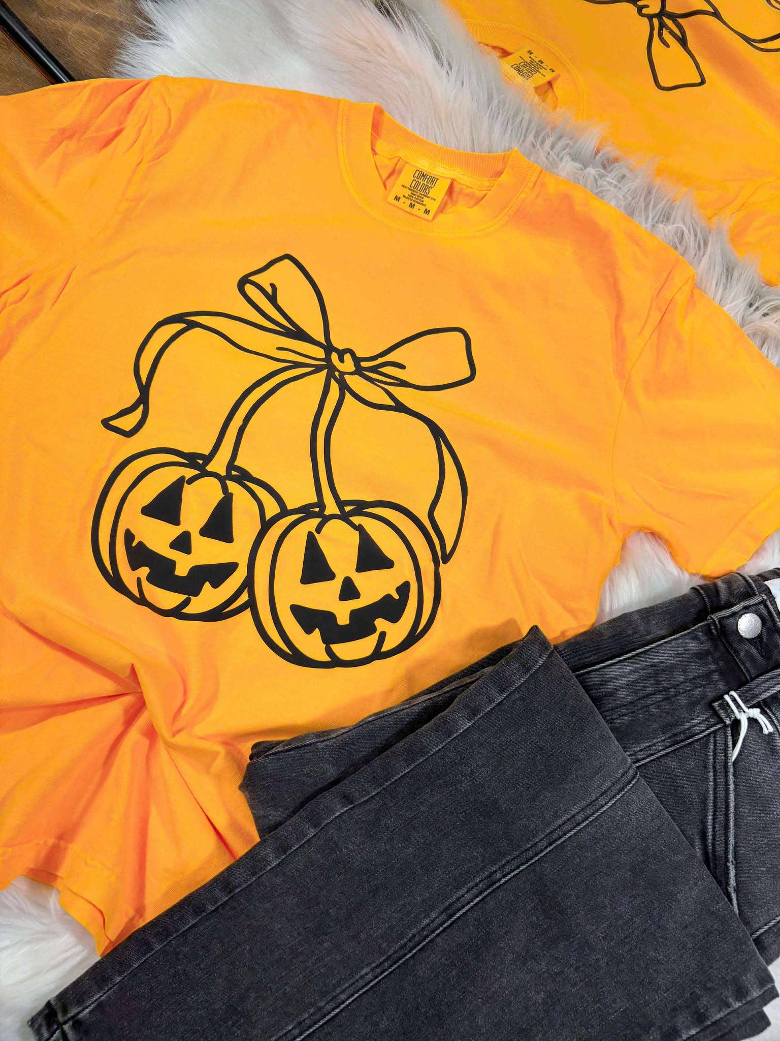 Jack-O-Lantern Cherry Bow Dtf Tee Hoodie, Sweatshirt | PodTeesHub.com