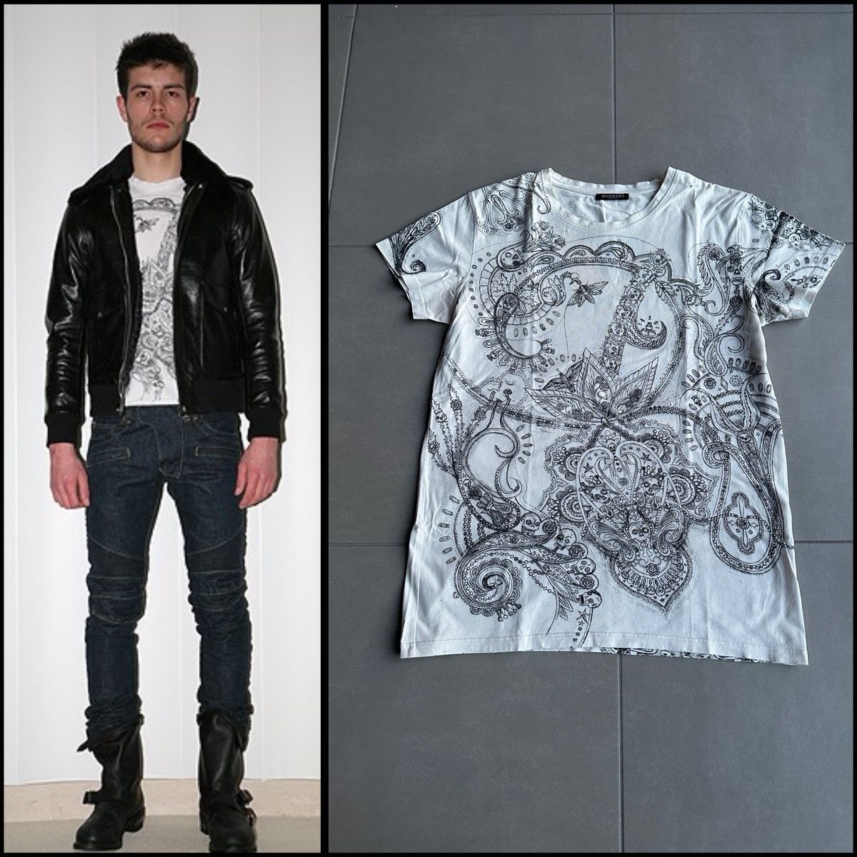 Balmain Homme Aw09 Distressed Paisley Print T Shirt Hoodie, Sweatshirt | PodTeesHub.com