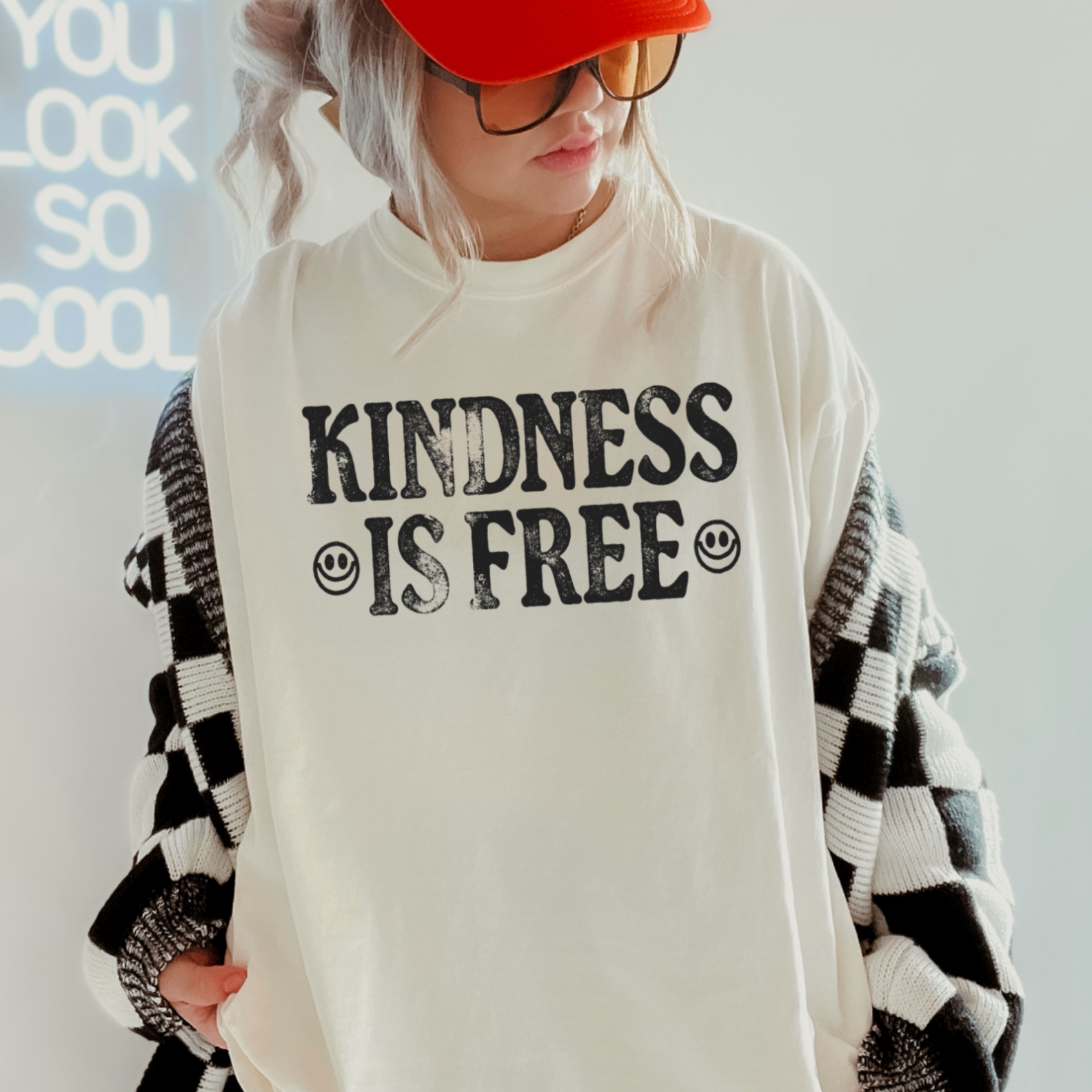 Kindness Is Free Comfort Color Screen Print Graphic Tee Hoodie, Sweatshirt | PodTeesHub.com