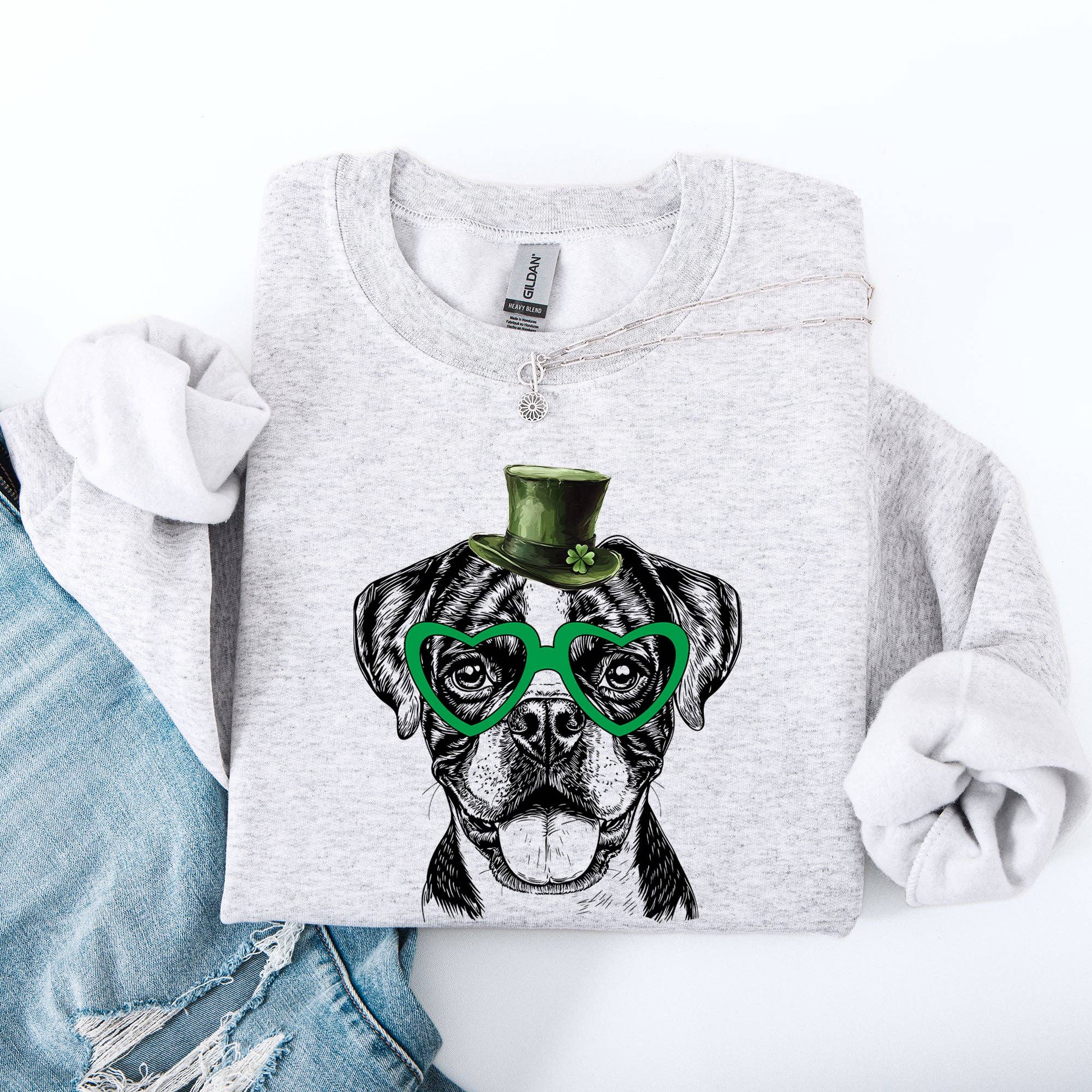 Boxer, Adorable Dog, St Patrick's Day Lucky Irish Sweatshirt T-Shirts, Hoodie | PodTeesHub.com