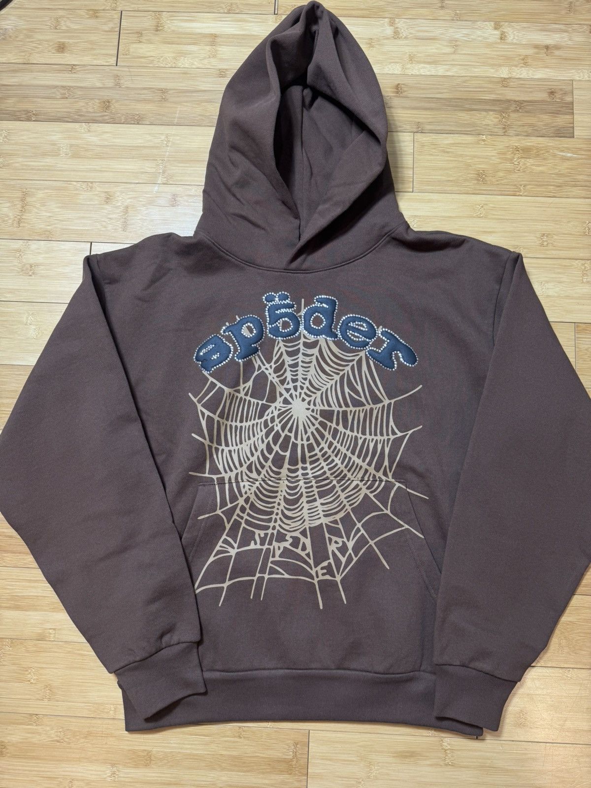 Sp5der Brown Rhinestone Og Web Hoodie Size Large T-Shirts, Sweatshirt | PodTeesHub.com