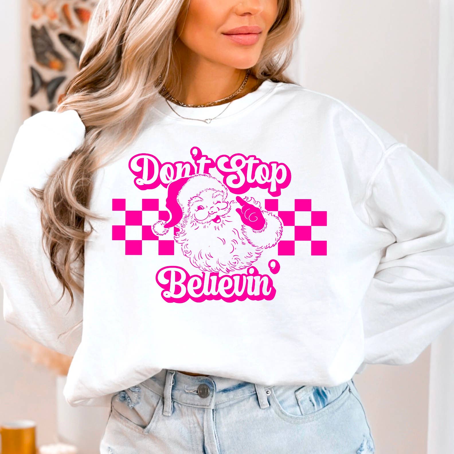 Don't Stop Believin Crewneck Sweatshirt  | Christmas Sweater T-Shirts, Hoodie | PodTeesHub.com